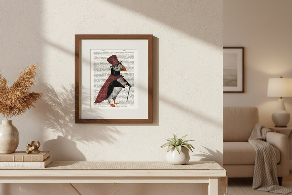 Puffin Portraits I | Quirky Puffin Art | Framed Print with White Mount