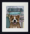 Surf Shack Companions II | Quirky Dog & Coastal Art | Framed Print with White Mount
