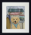 Surf Shack Companions VI | Quirky Dog & Coastal Art | Framed Print with White Mount