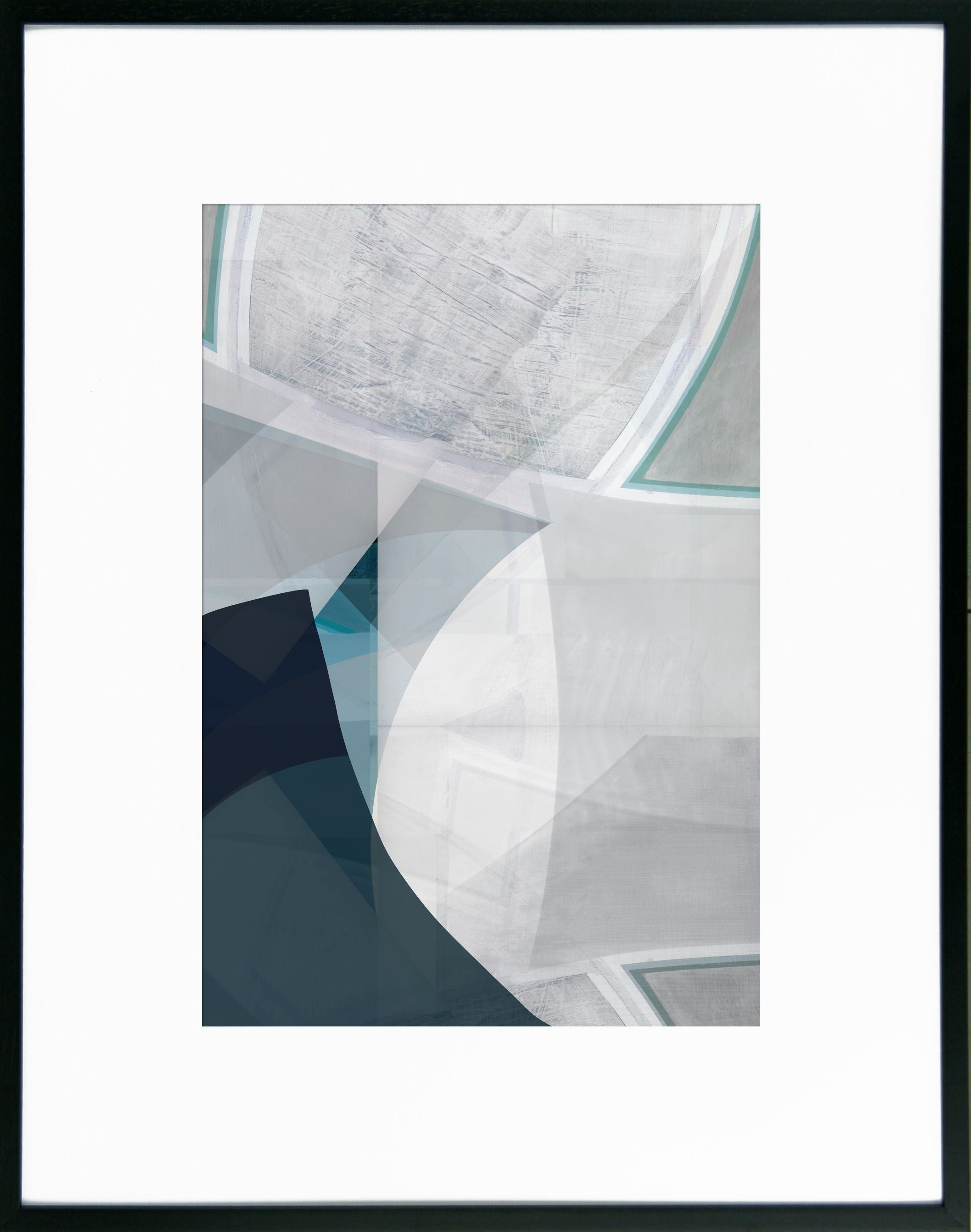 Navy Blue Angles II | Abstract Framed Print | Black Premium Italian Frame