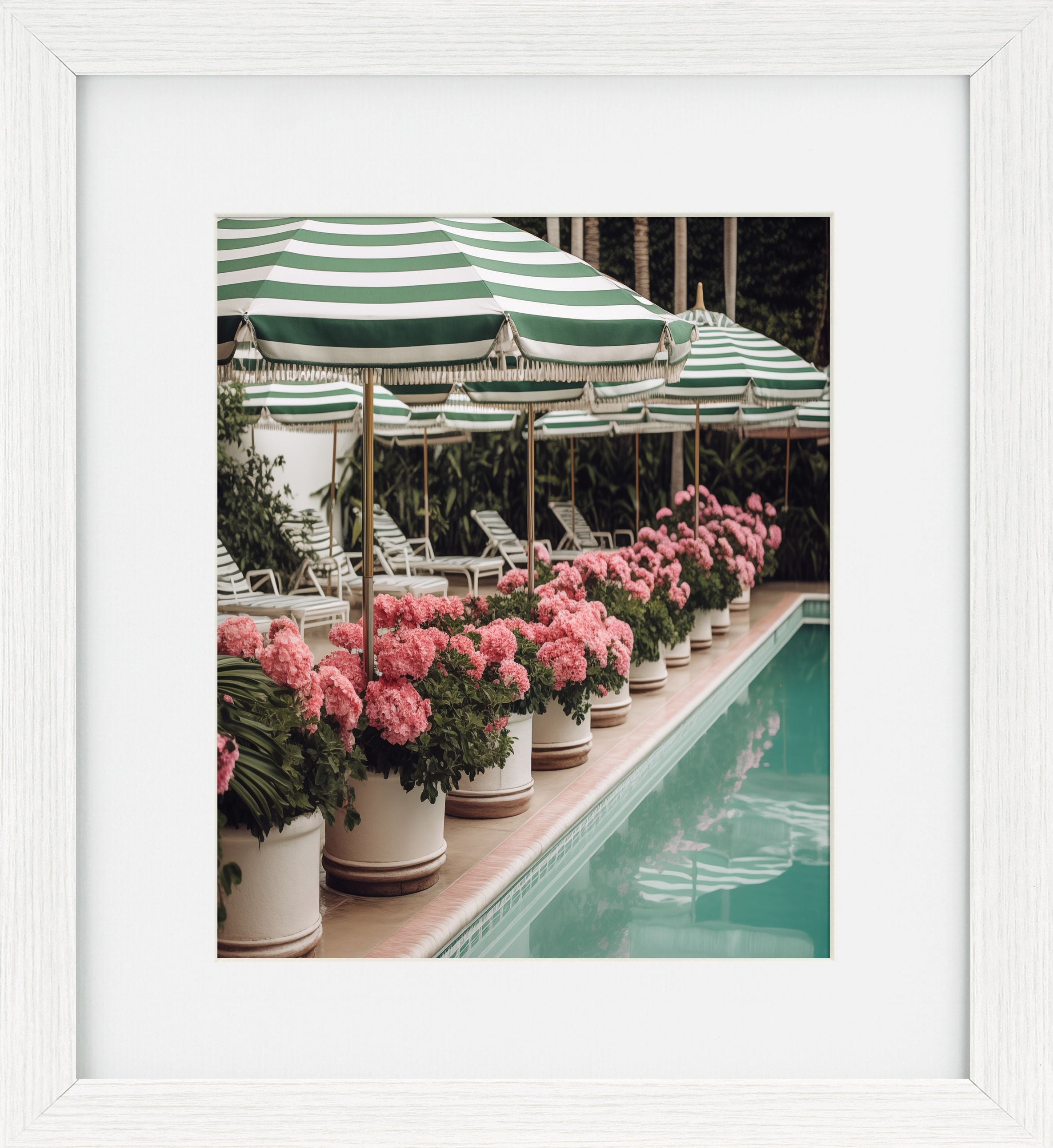 By the Pool II – Framed Print with White Mount