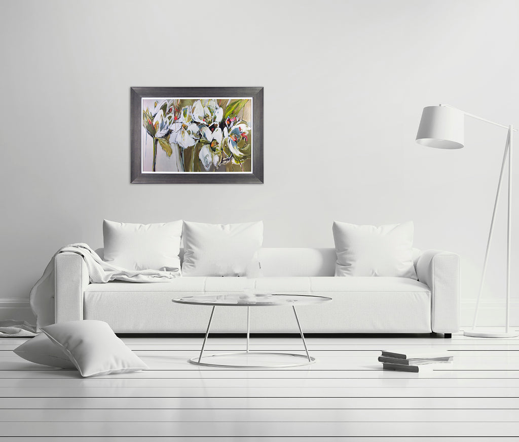 Spring Blooms – Abstract Floral Framed Print by Angela Maritz