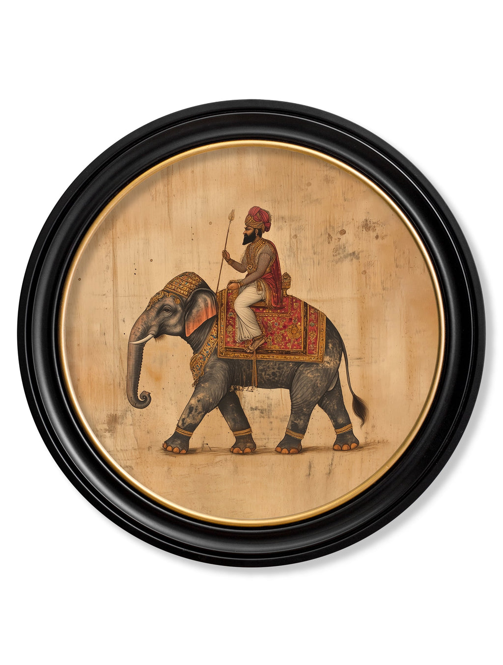 Mughal Emperor on Elephant LF  - Oxford round frame