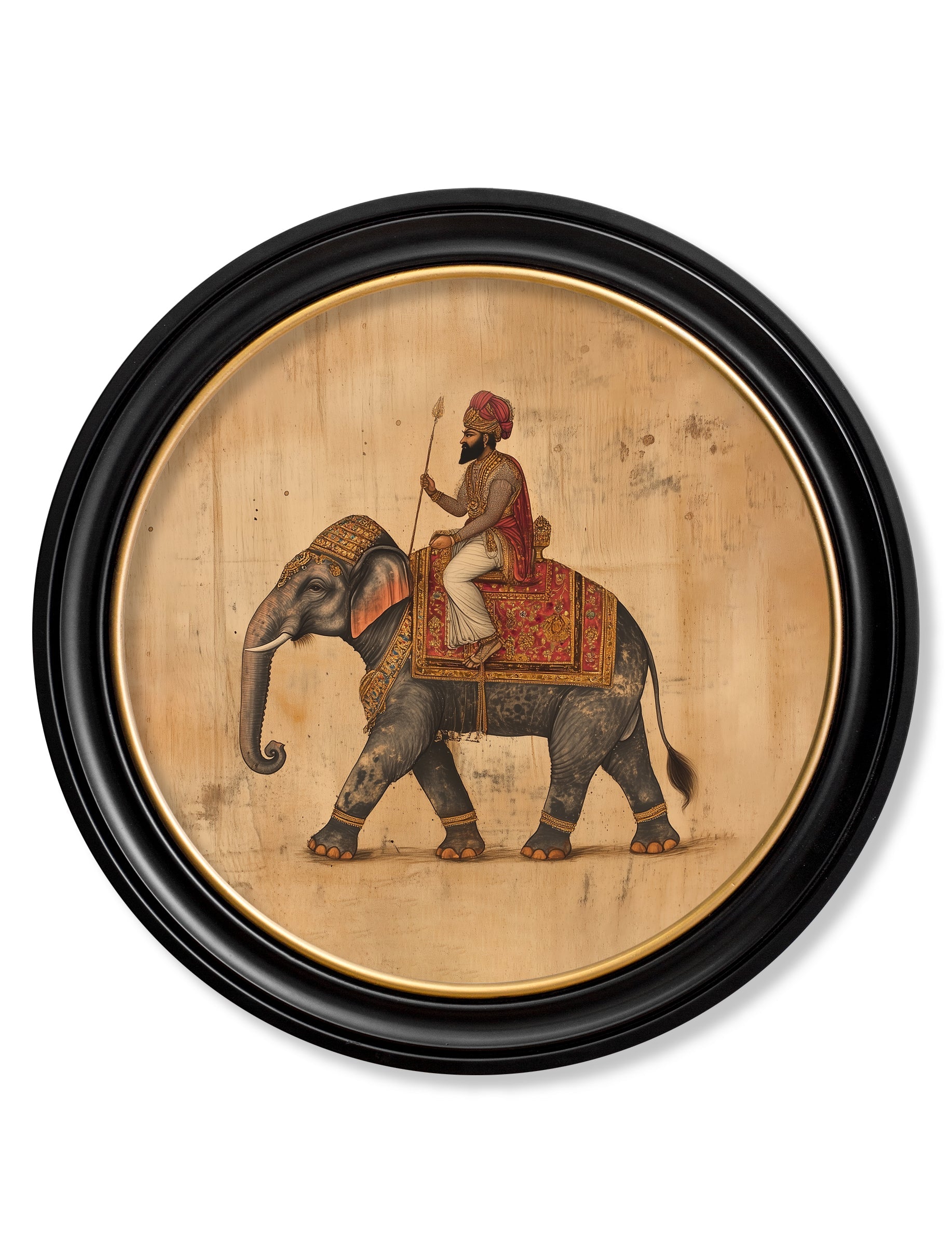 Mughal Emperor on Elephant LF  - Oxford round frame