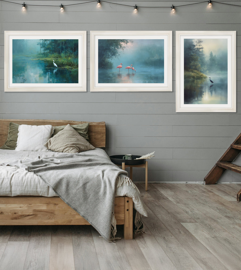 Misty Lake Flamingos - Cream Hurstwood Frame