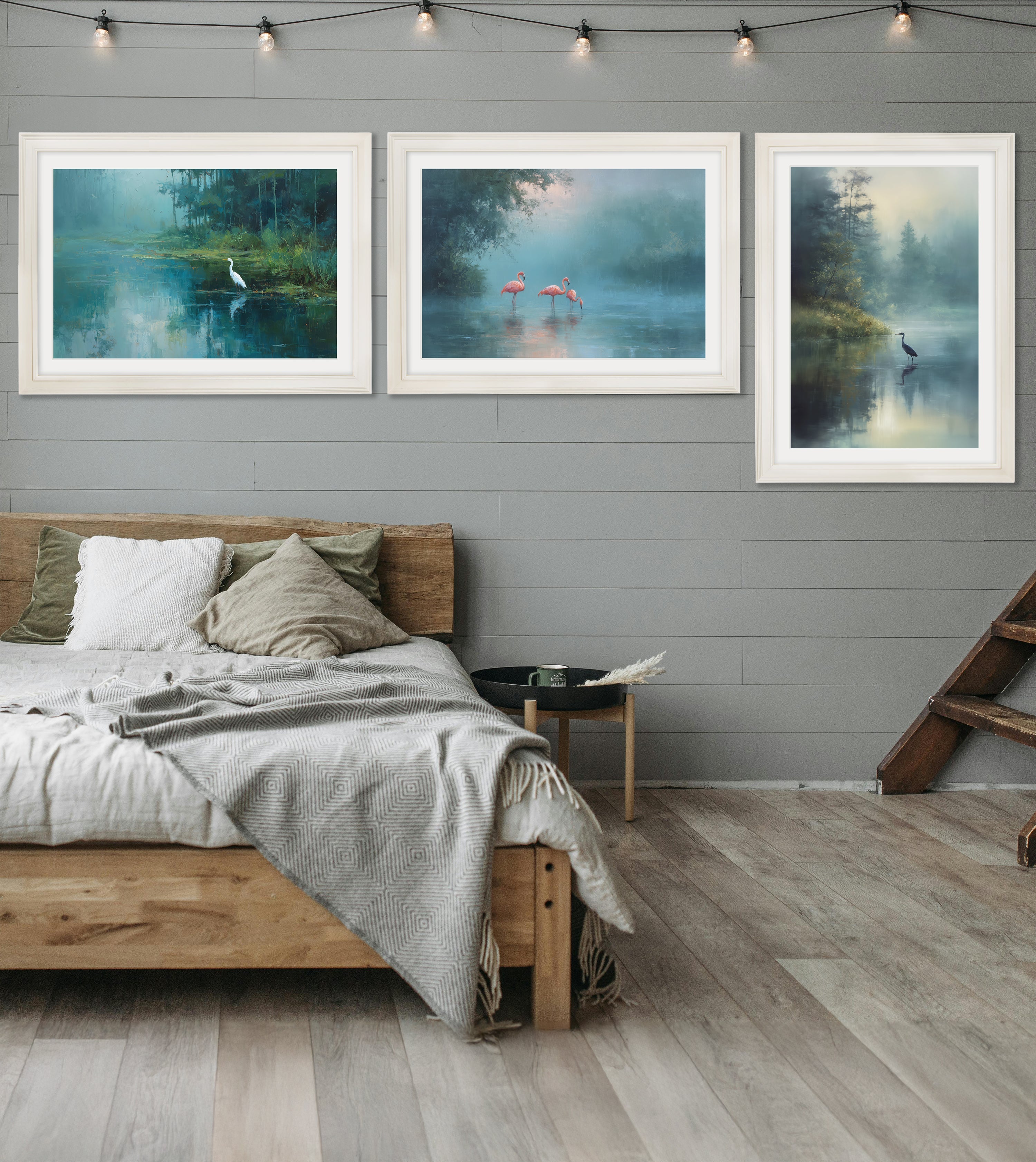 Misty Lake Flamingos - Cream Hurstwood Frame