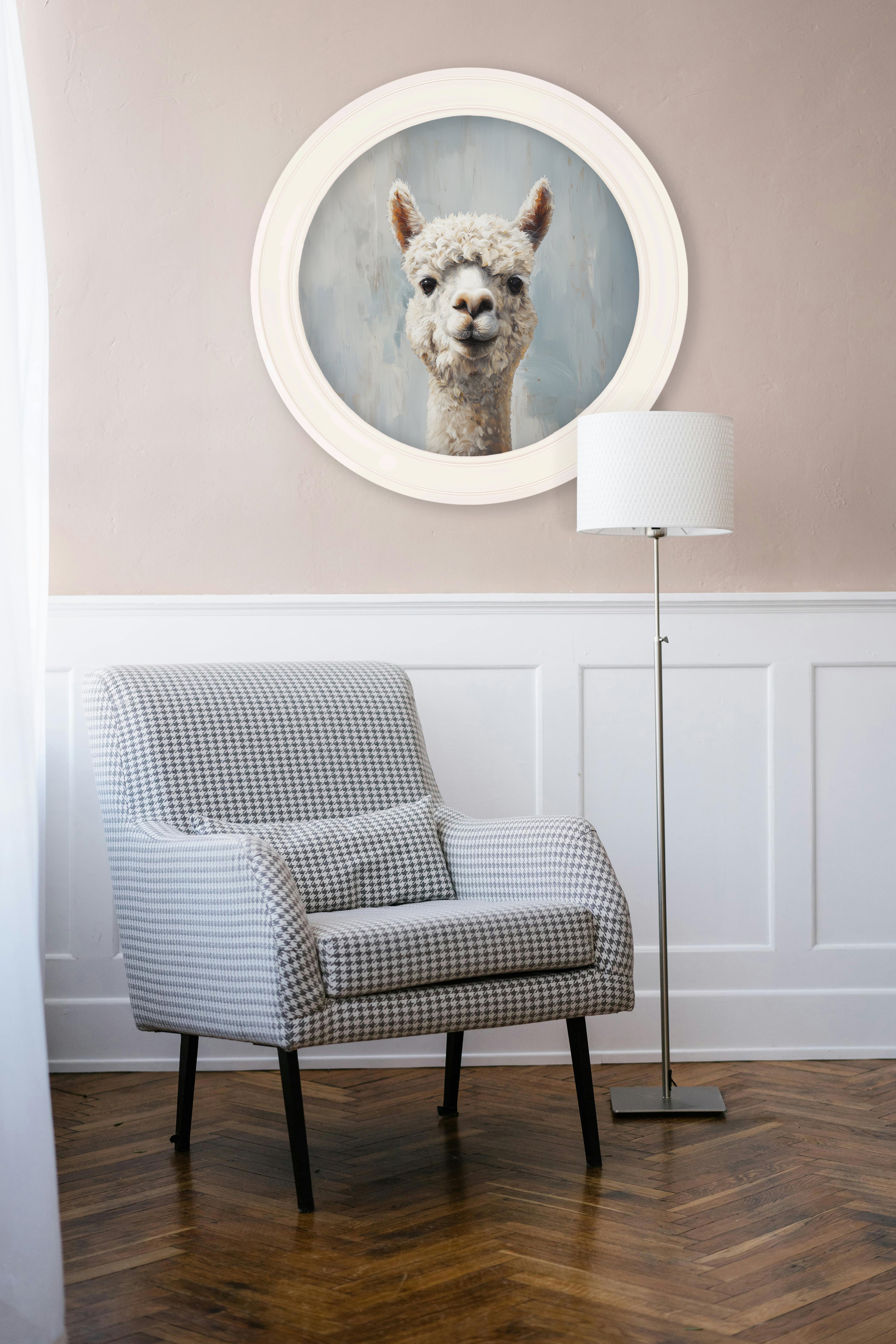 The Goofy Alpaca - Oxford Strong White Round Frame