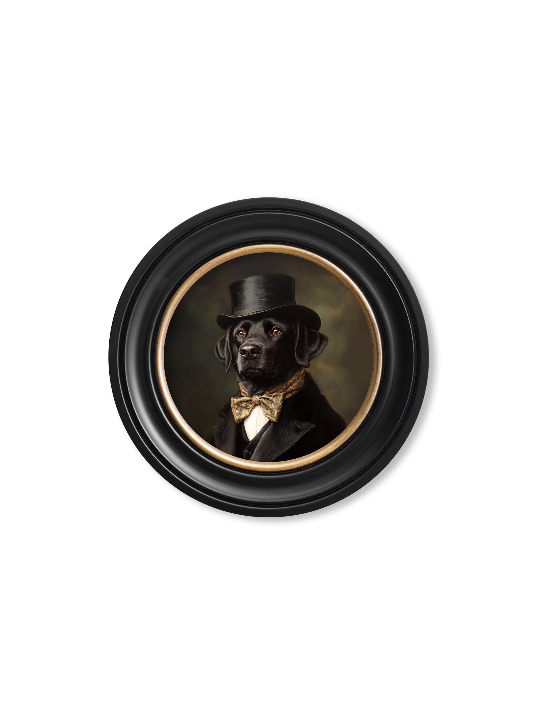Lord Wagsalot - Gentleman Black Labrador Oxford Round Frame