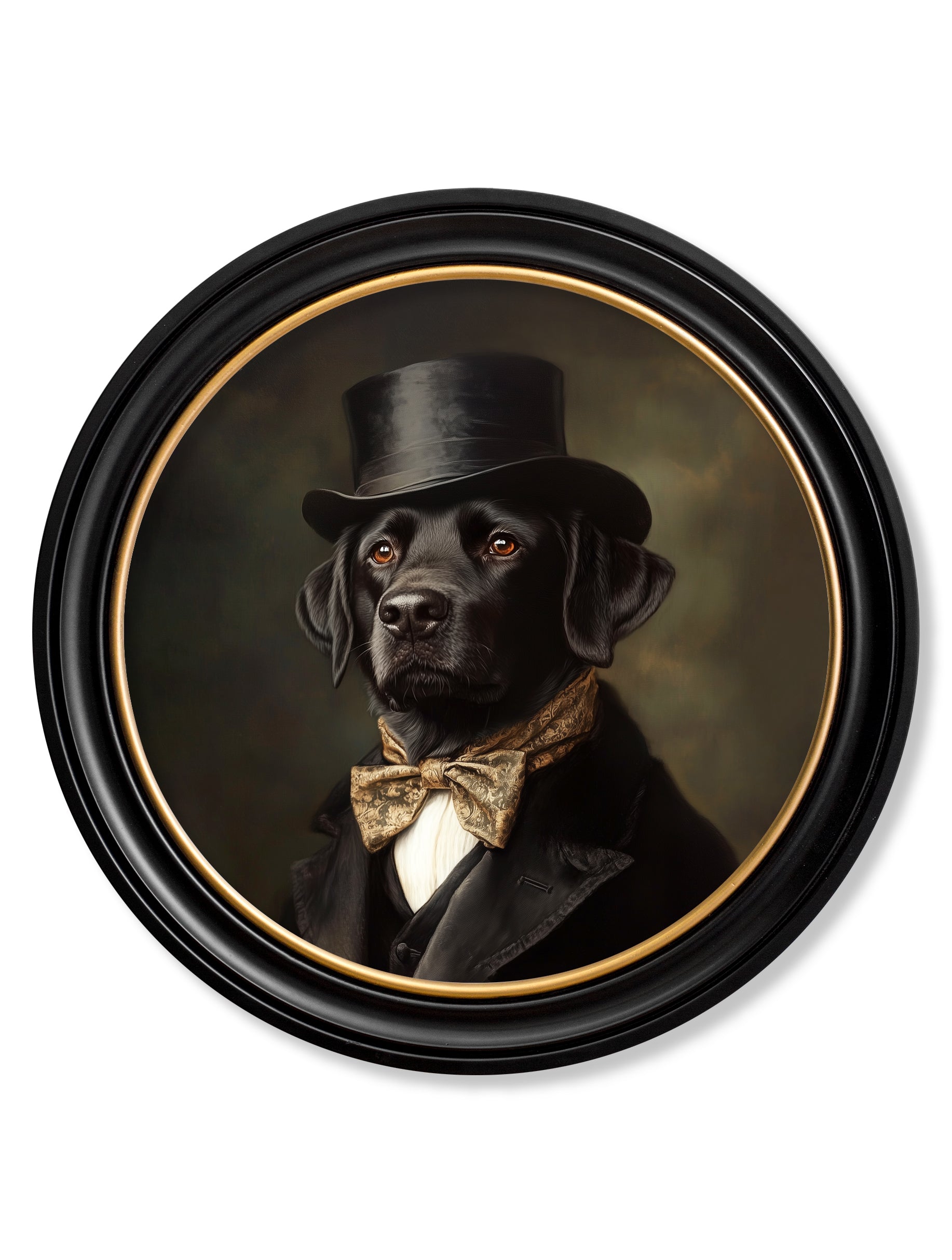Lord Wagsalot - Gentleman Black Labrador Oxford Round Frame