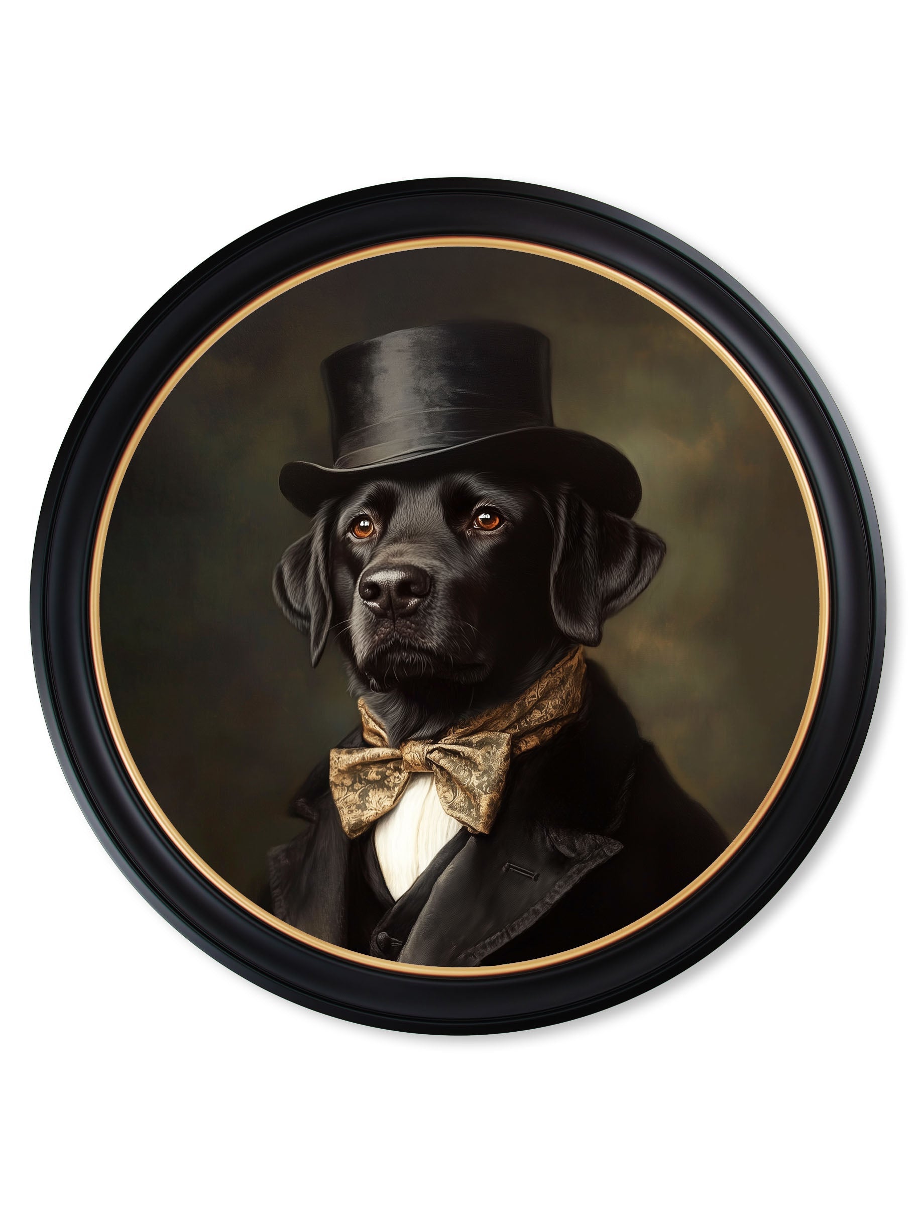 Lord Wagsalot - Gentleman Black Labrador Oxford Round Frame