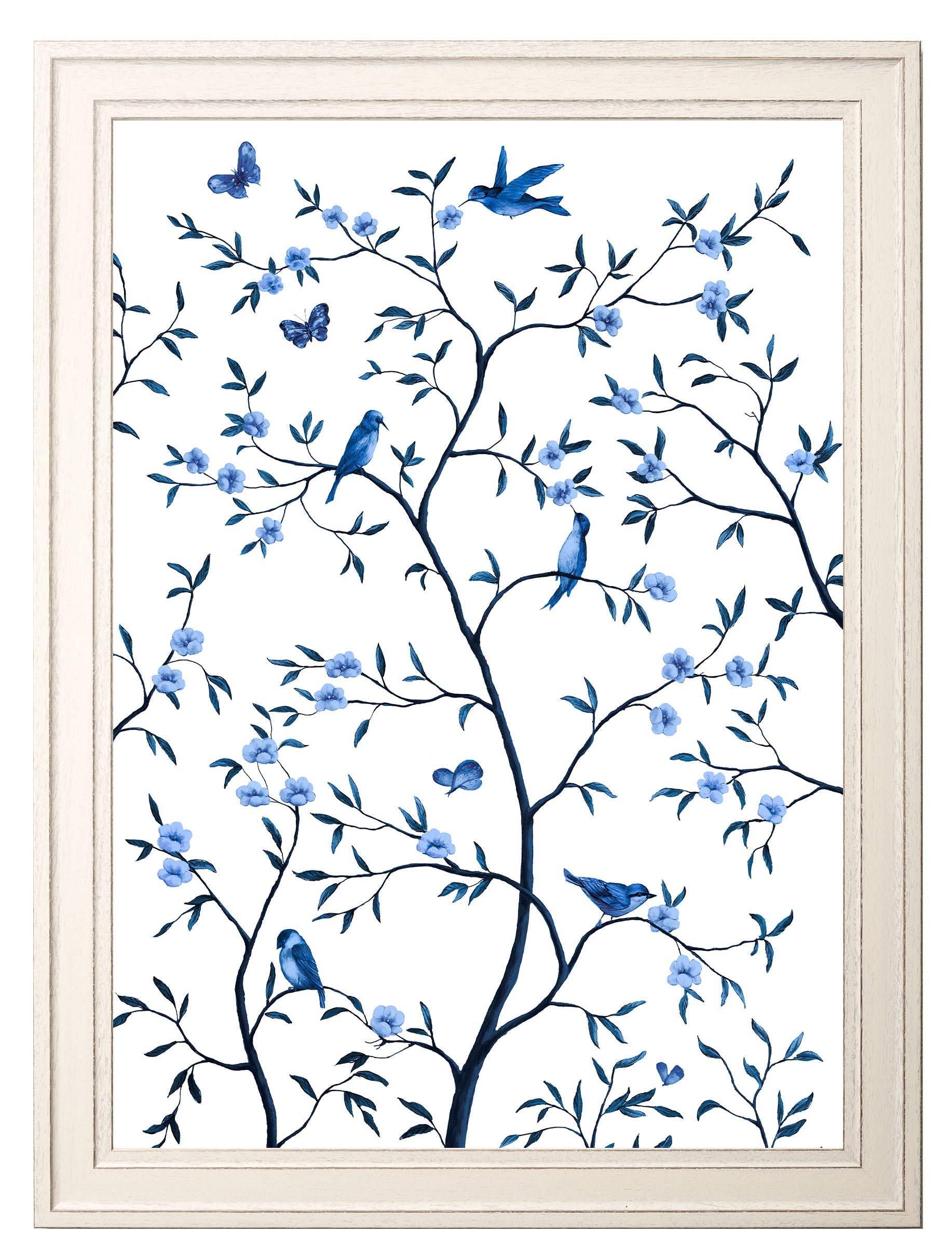 Tree of Life Blue & White | Set of 2 Framed Prints in Ivory Frame