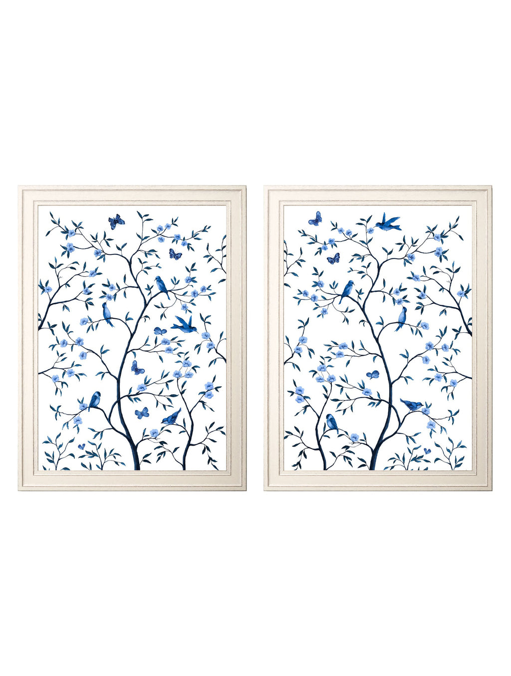 Tree of Life Blue & White | Set of 2 Framed Prints in Ivory Frame
