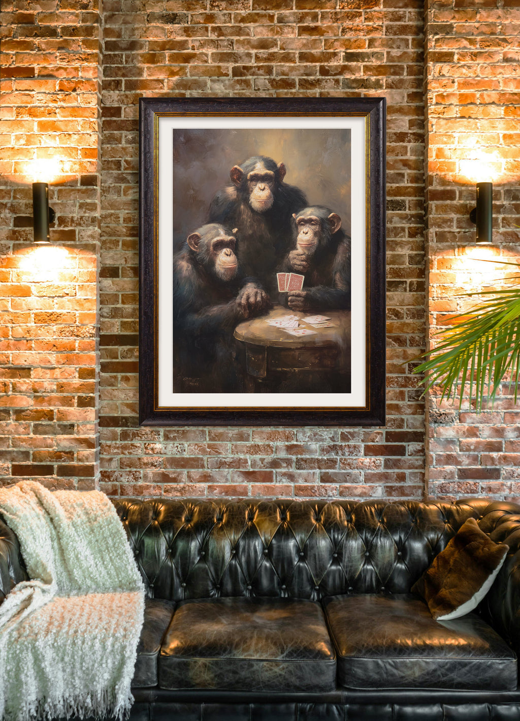 The Card-Playing Chimps – Humorous Animal Framed Print | Oxford Frame