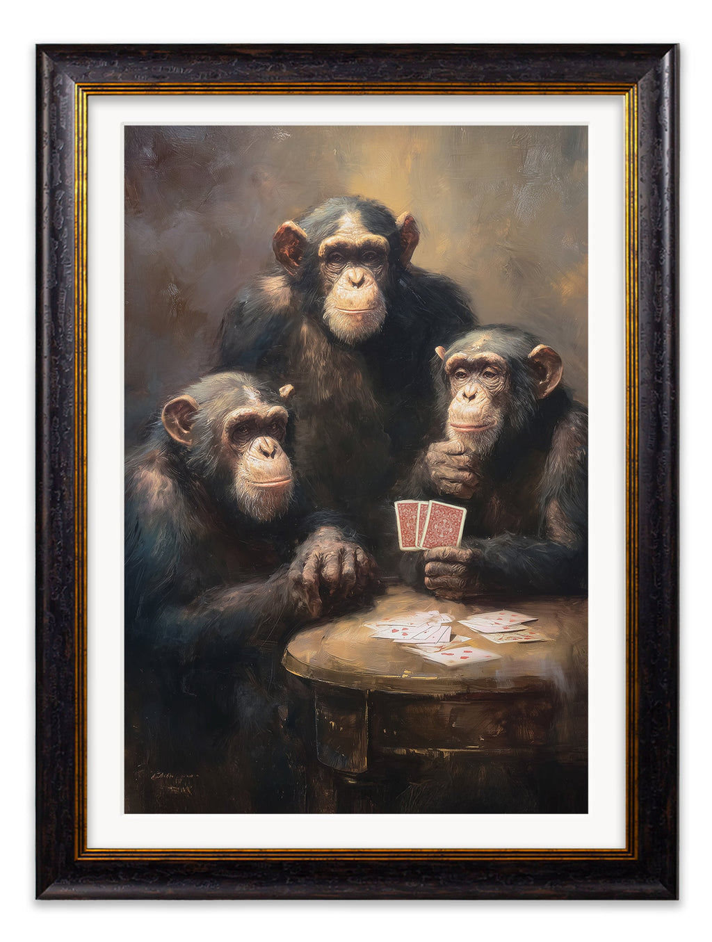 The Card-Playing Chimps – Humorous Animal Framed Print | Oxford Frame