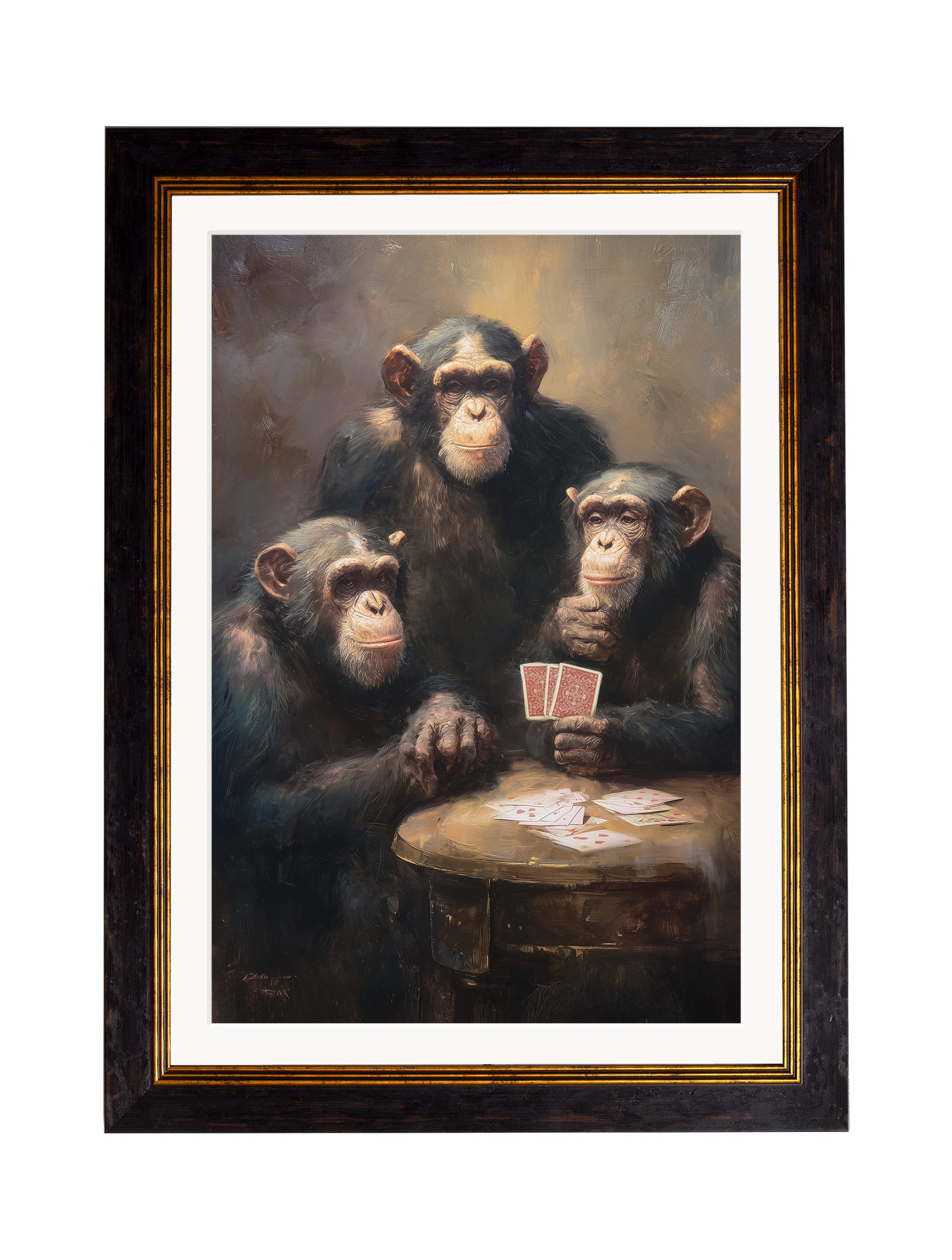 The Card-Playing Chimps – Humorous Animal Framed Print | Oxford Frame