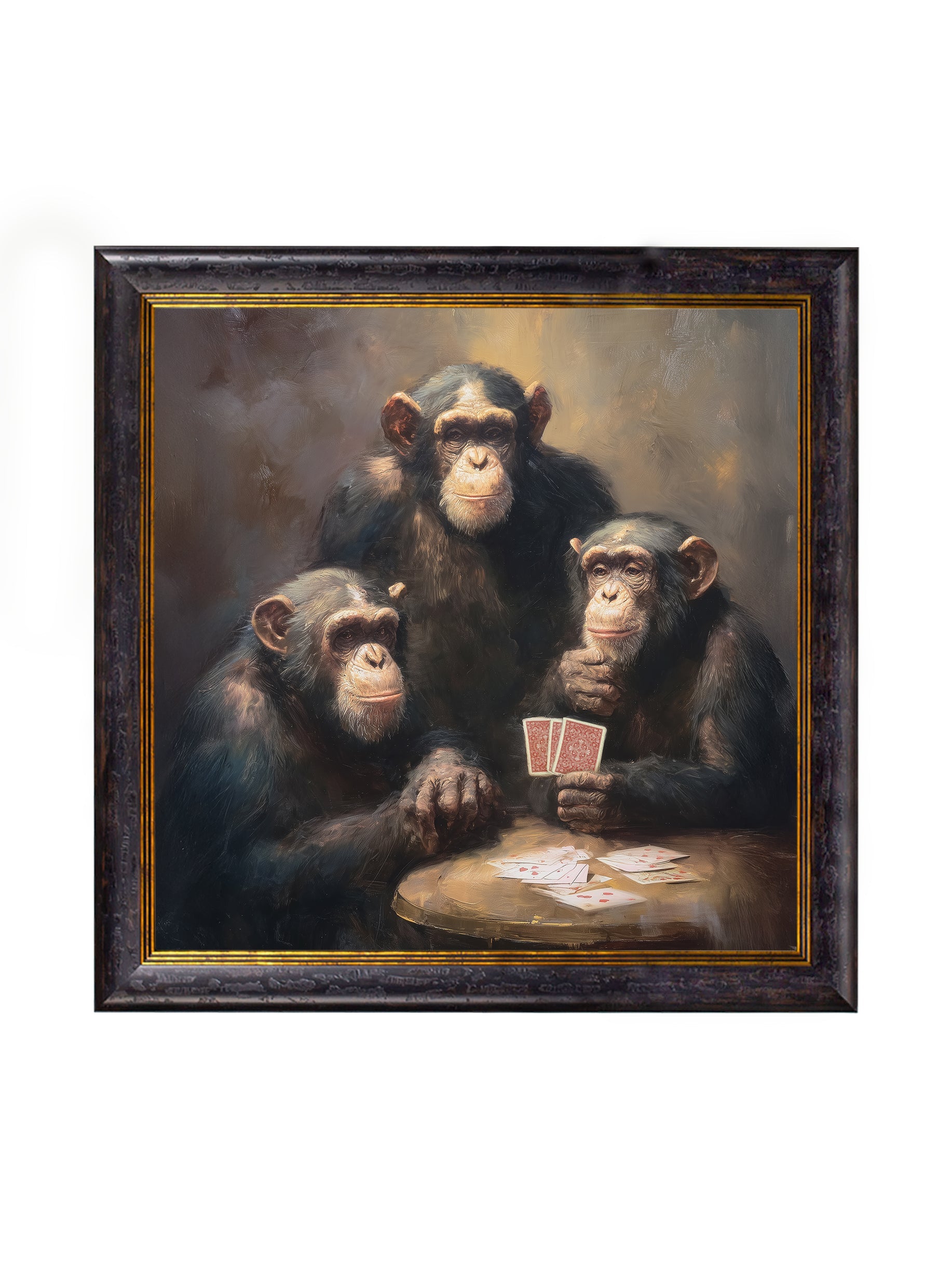 The Card-Playing Chimps - Oxford Square Frame