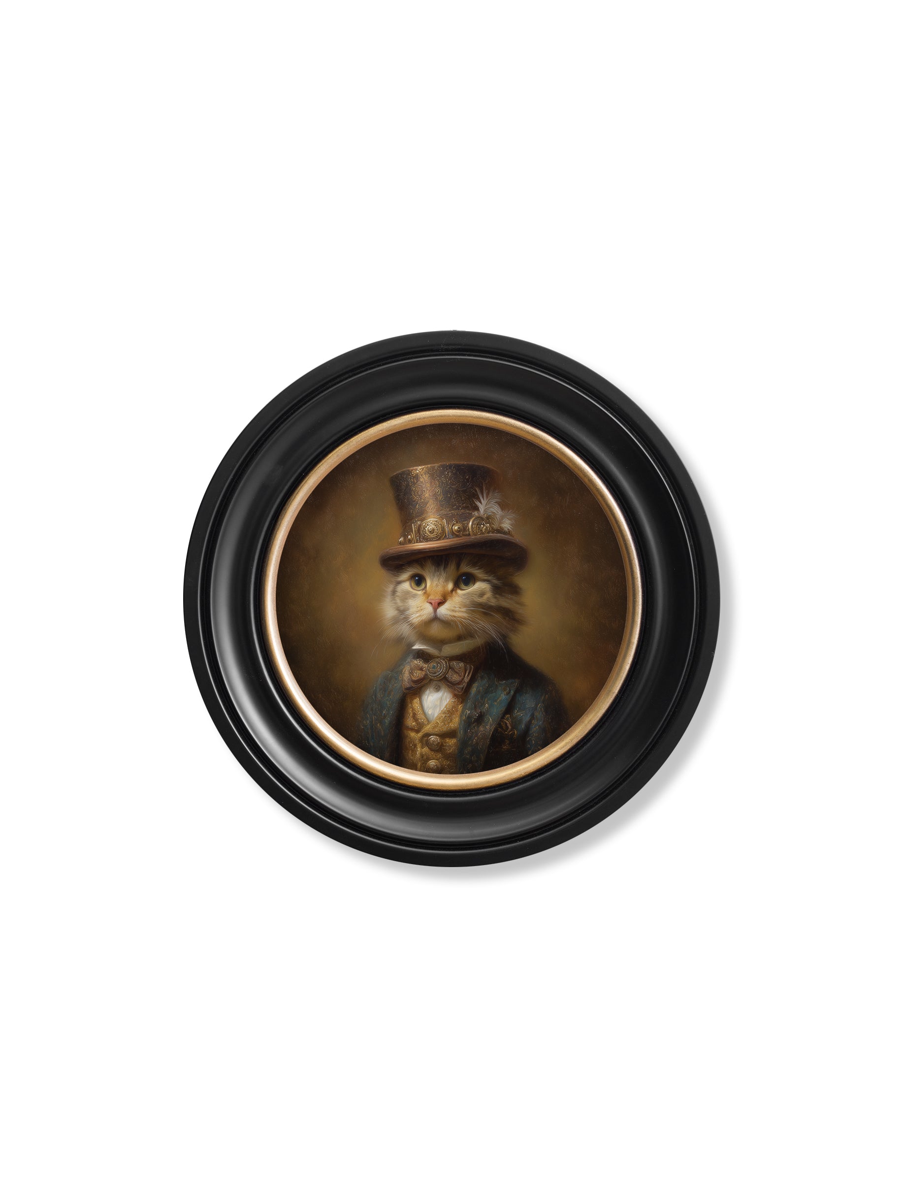 Lord Whiskerby - Gentleman Tabby Cat Oxford Round Frame