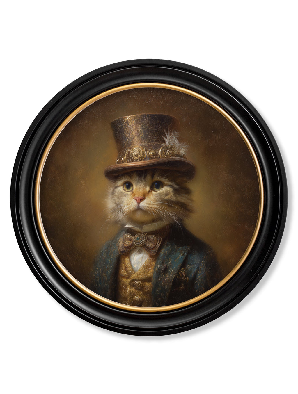 Lord Whiskerby - Gentleman Tabby Cat Oxford Round Frame