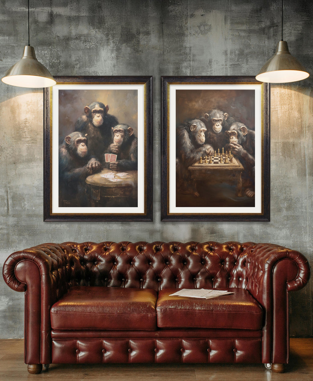 The Chess-Playing Chimps – Humorous Animal Framed Print | Oxford Frame