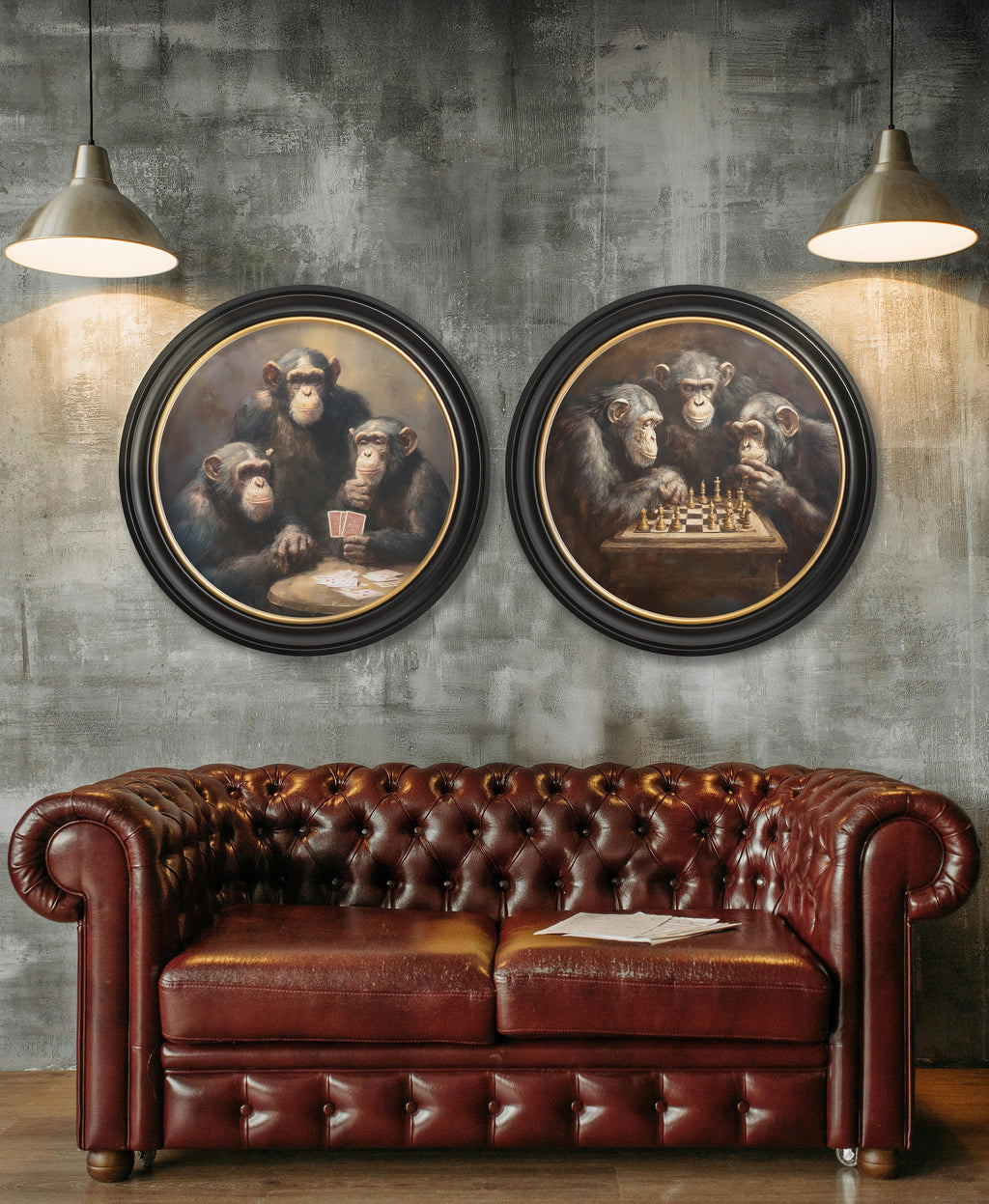 The Chess-Playing Chimps - Oxford Round Frame
