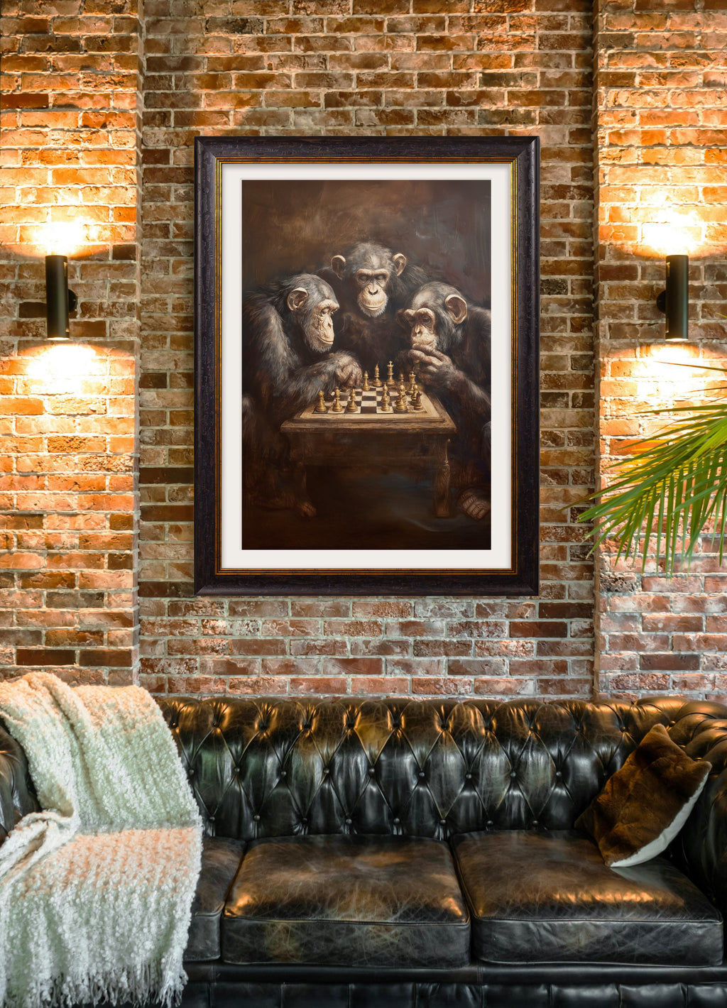 The Chess-Playing Chimps – Humorous Animal Framed Print | Oxford Frame