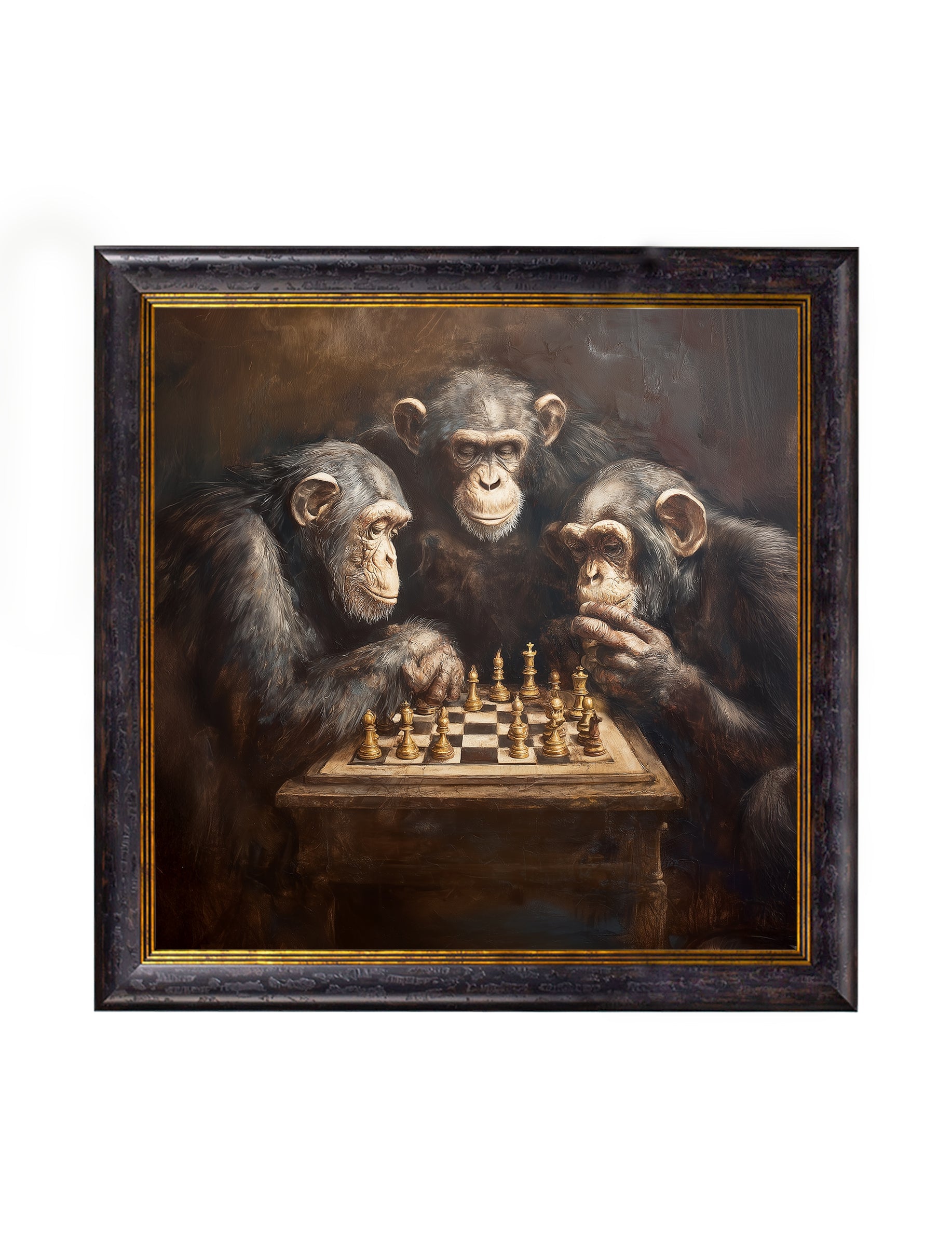 The Chess-Playing Chimps - Oxford Square Frame