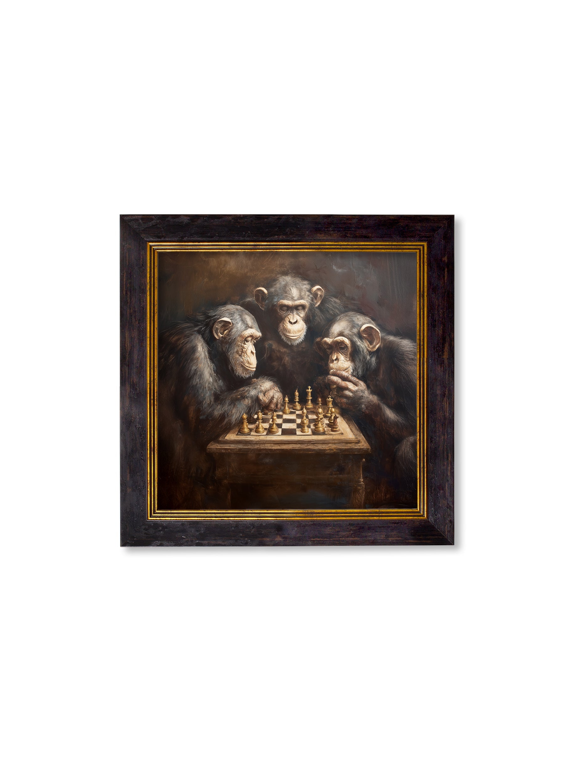 The Chess-Playing Chimps - Oxford Square Frame