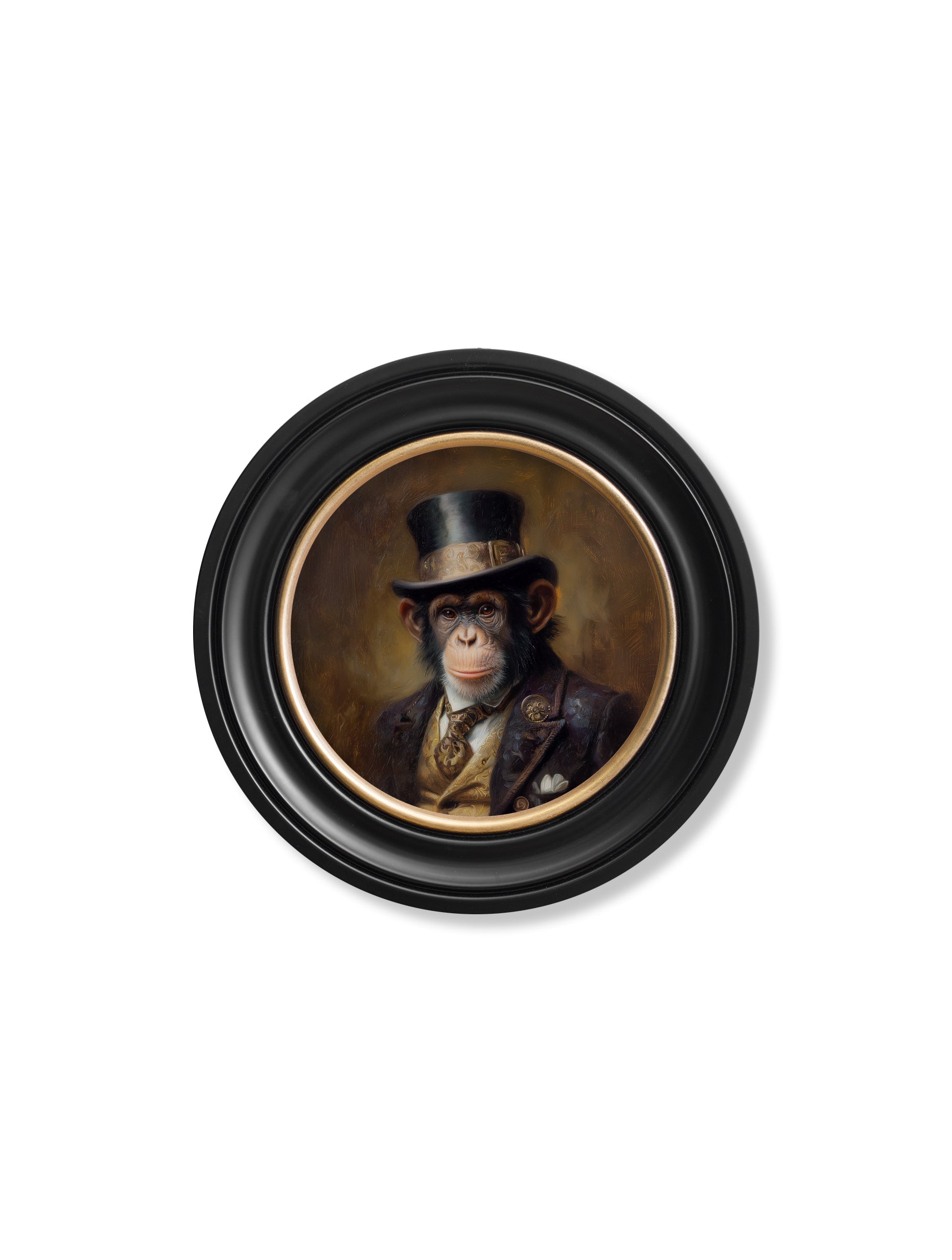 Sir Bananington - Gentleman Chimpanzee Oxford Round Frame