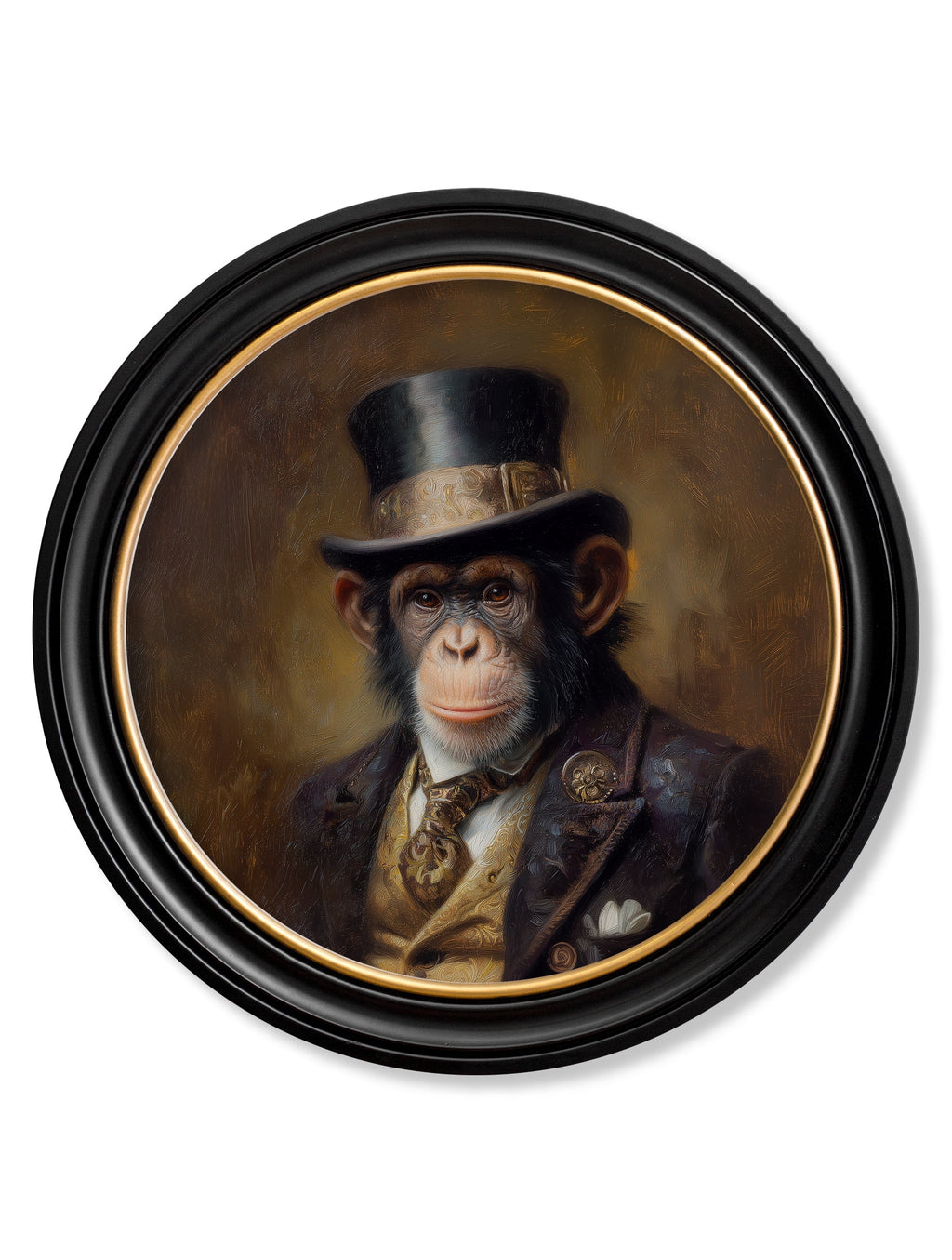Sir Bananington - Gentleman Chimpanzee Oxford Round Frame