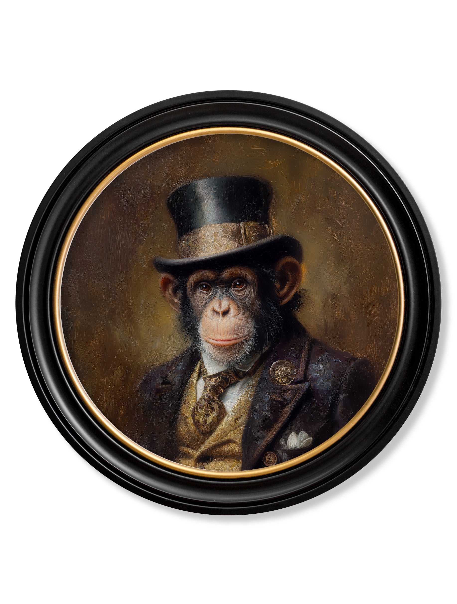 Sir Bananington - Gentleman Chimpanzee Oxford Round Frame