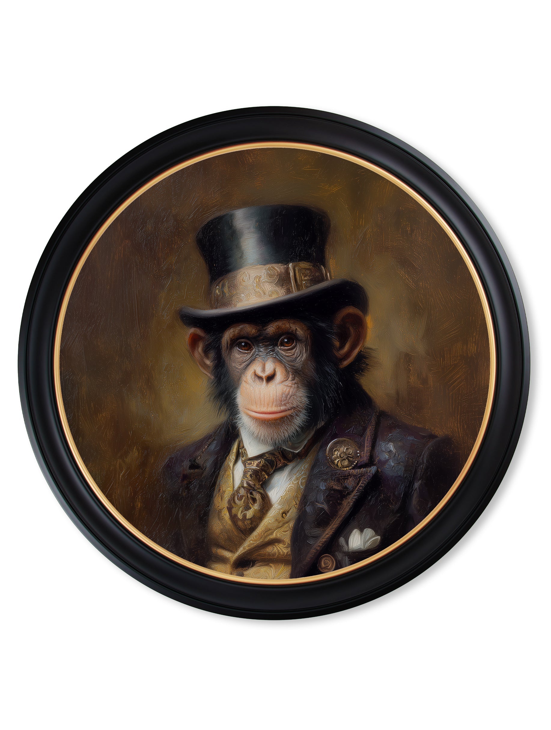 Sir Bananington - Gentleman Chimpanzee Oxford Round Frame