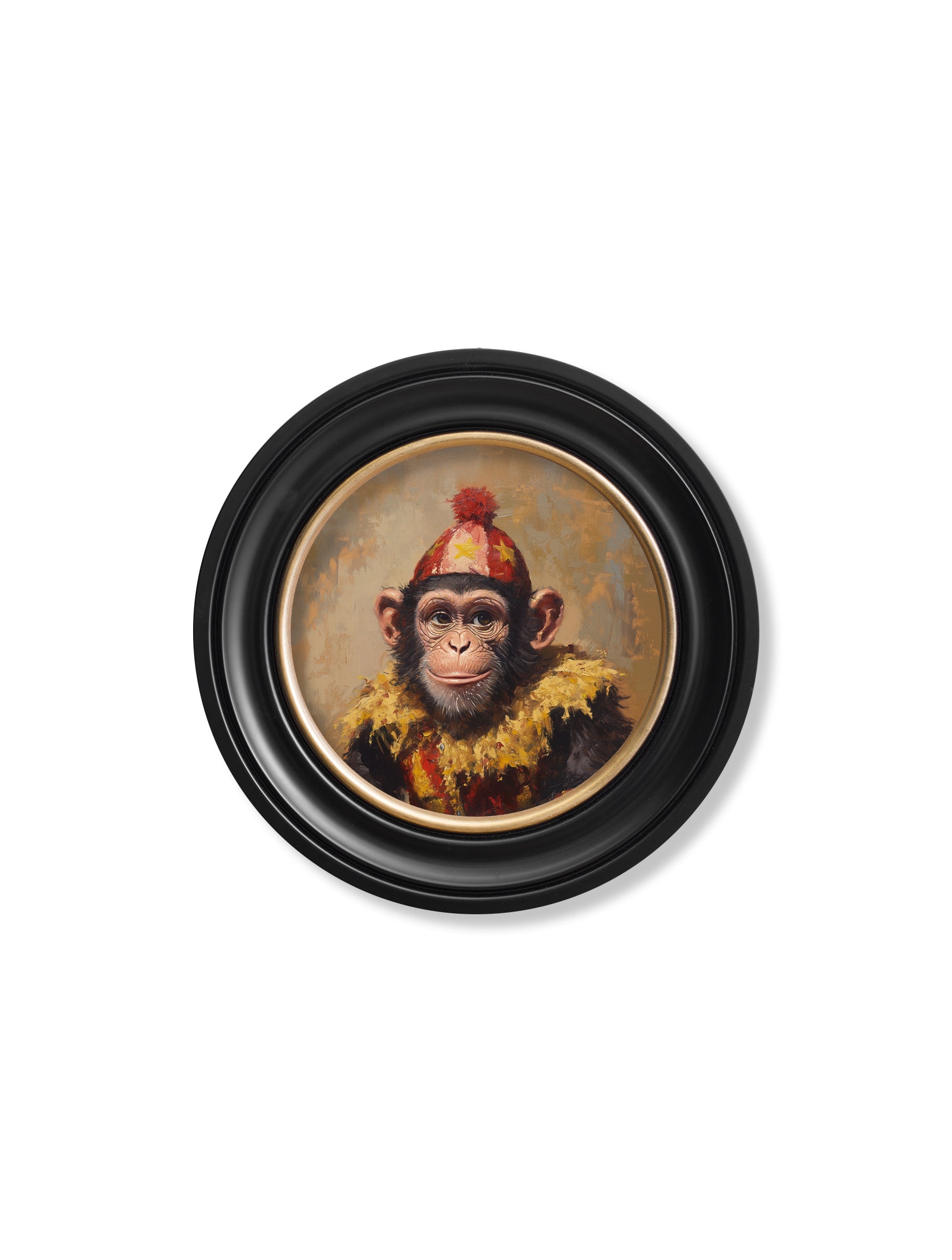 Chimpy the Daring - Circus Chimpanzee Oxford Round Frame