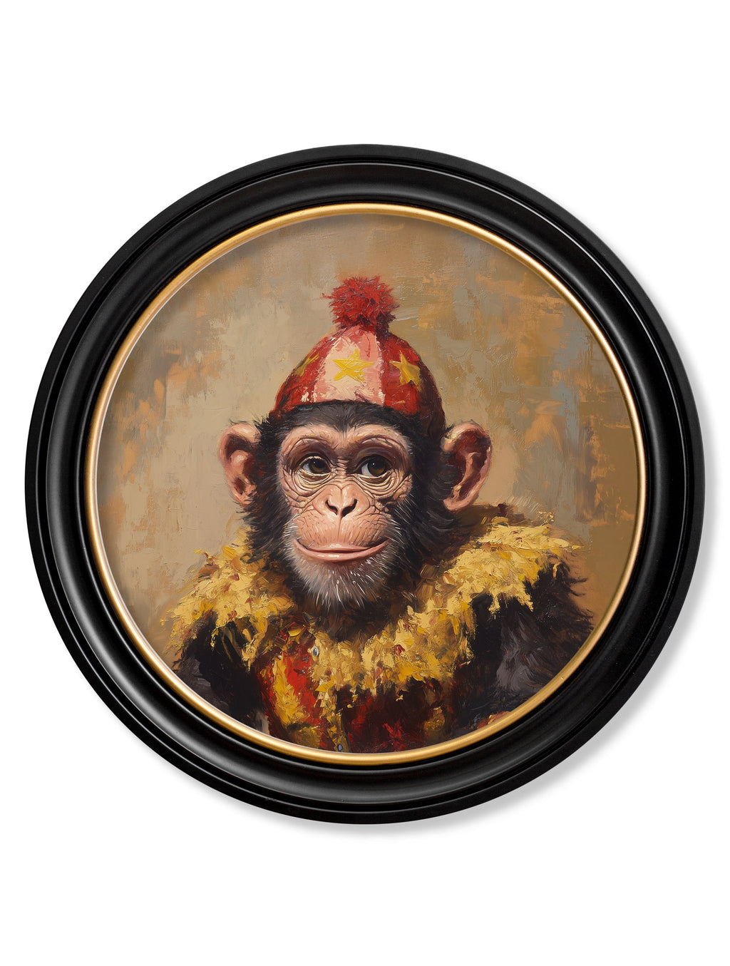 Chimpy the Daring - Circus Chimpanzee Oxford Round Frame