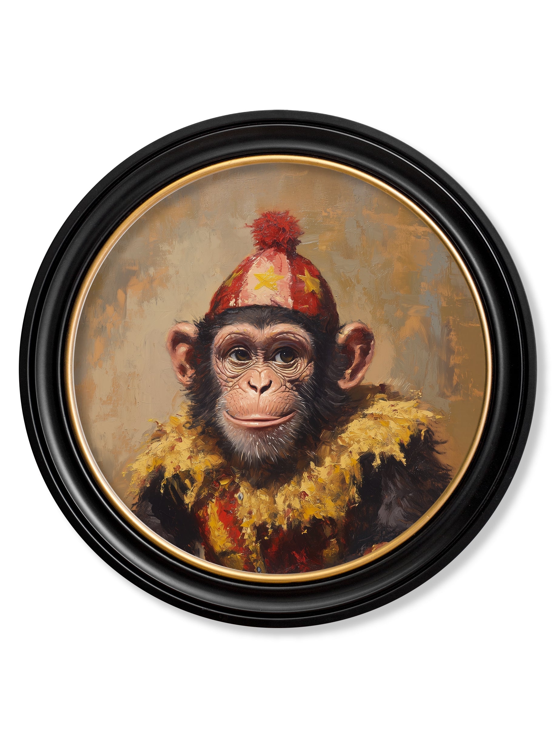 Chimpy the Daring - Circus Chimpanzee Oxford Round Frame