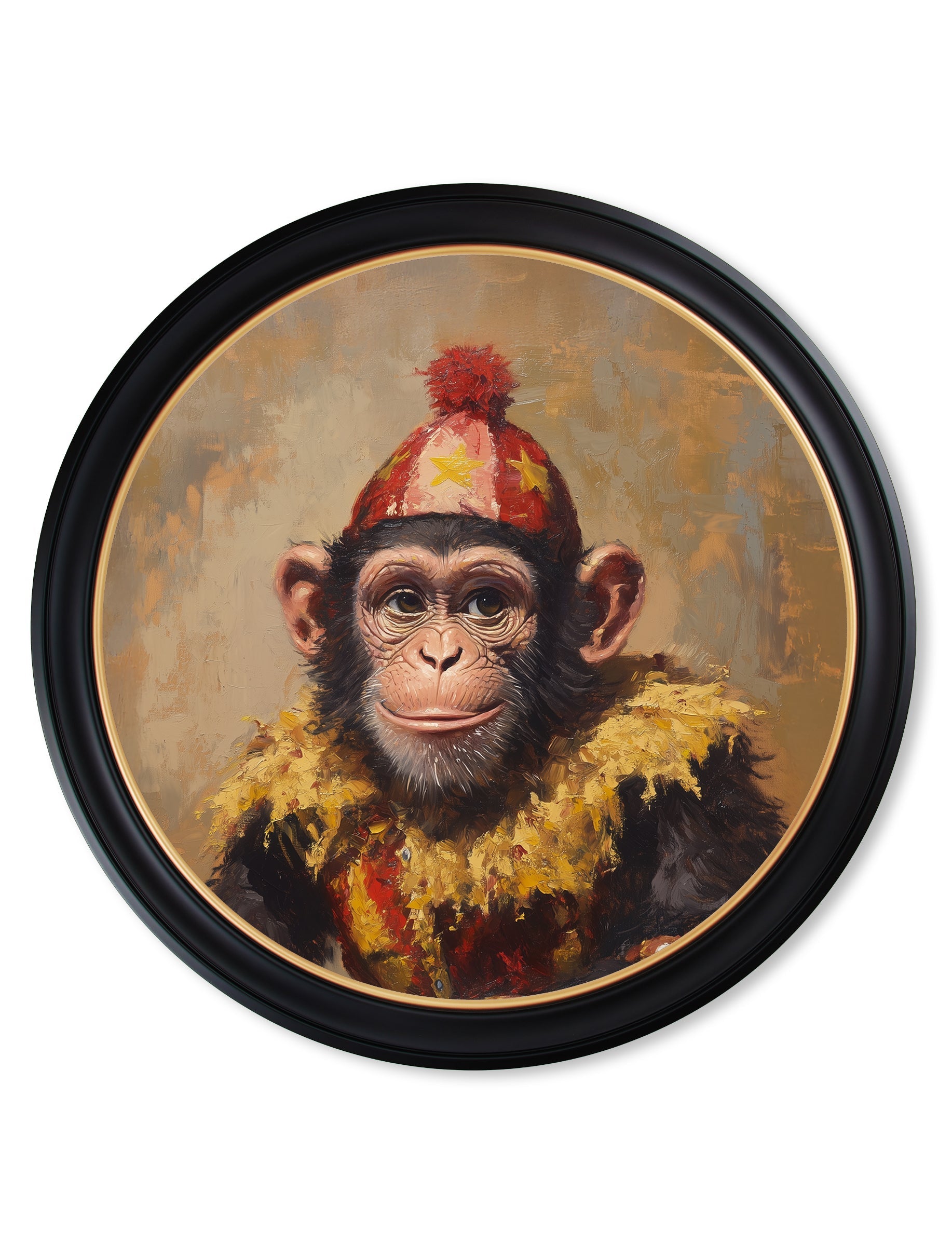Chimpy the Daring - Circus Chimpanzee Oxford Round Frame
