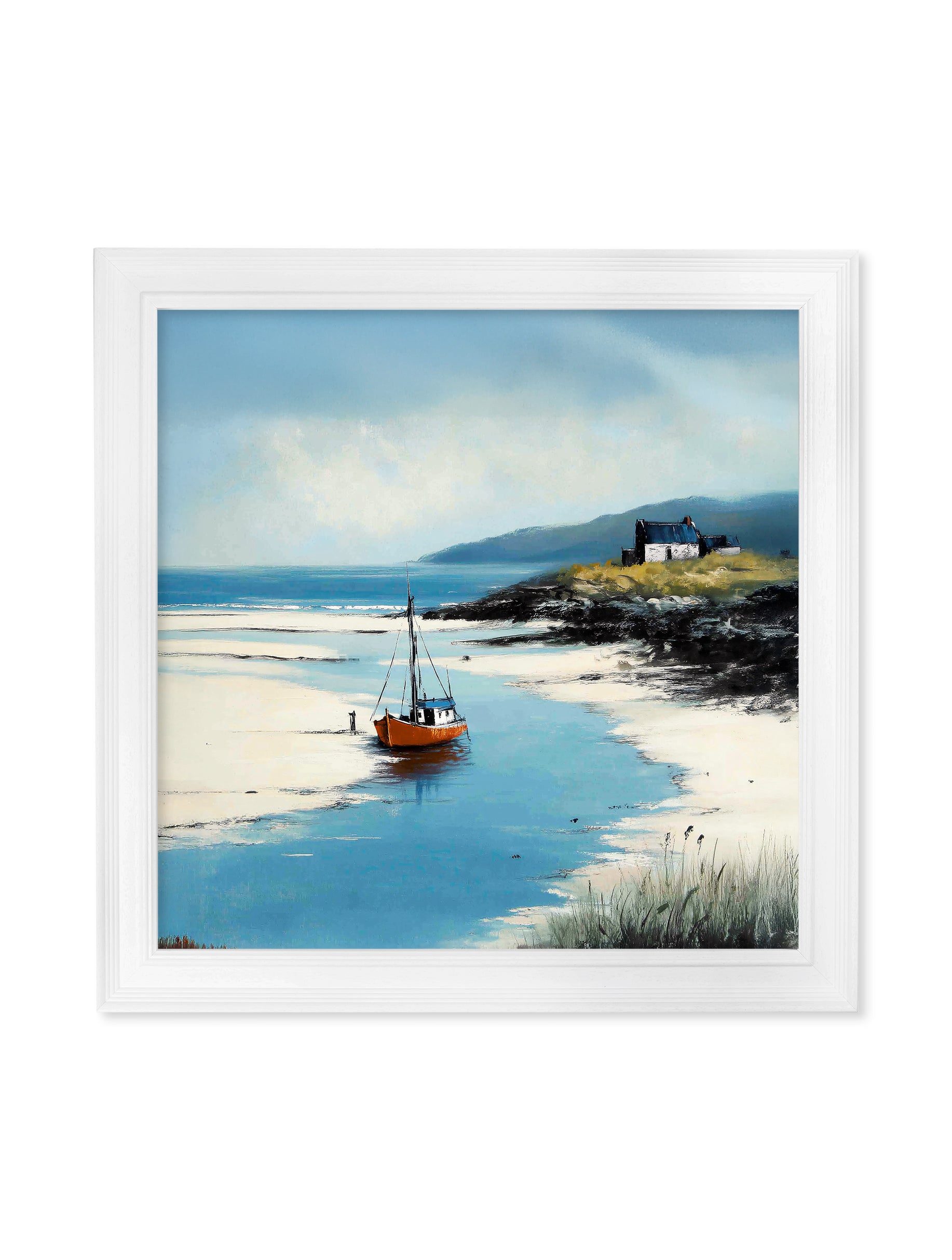 The Coastal Boat - White Hurstwood Square Frame