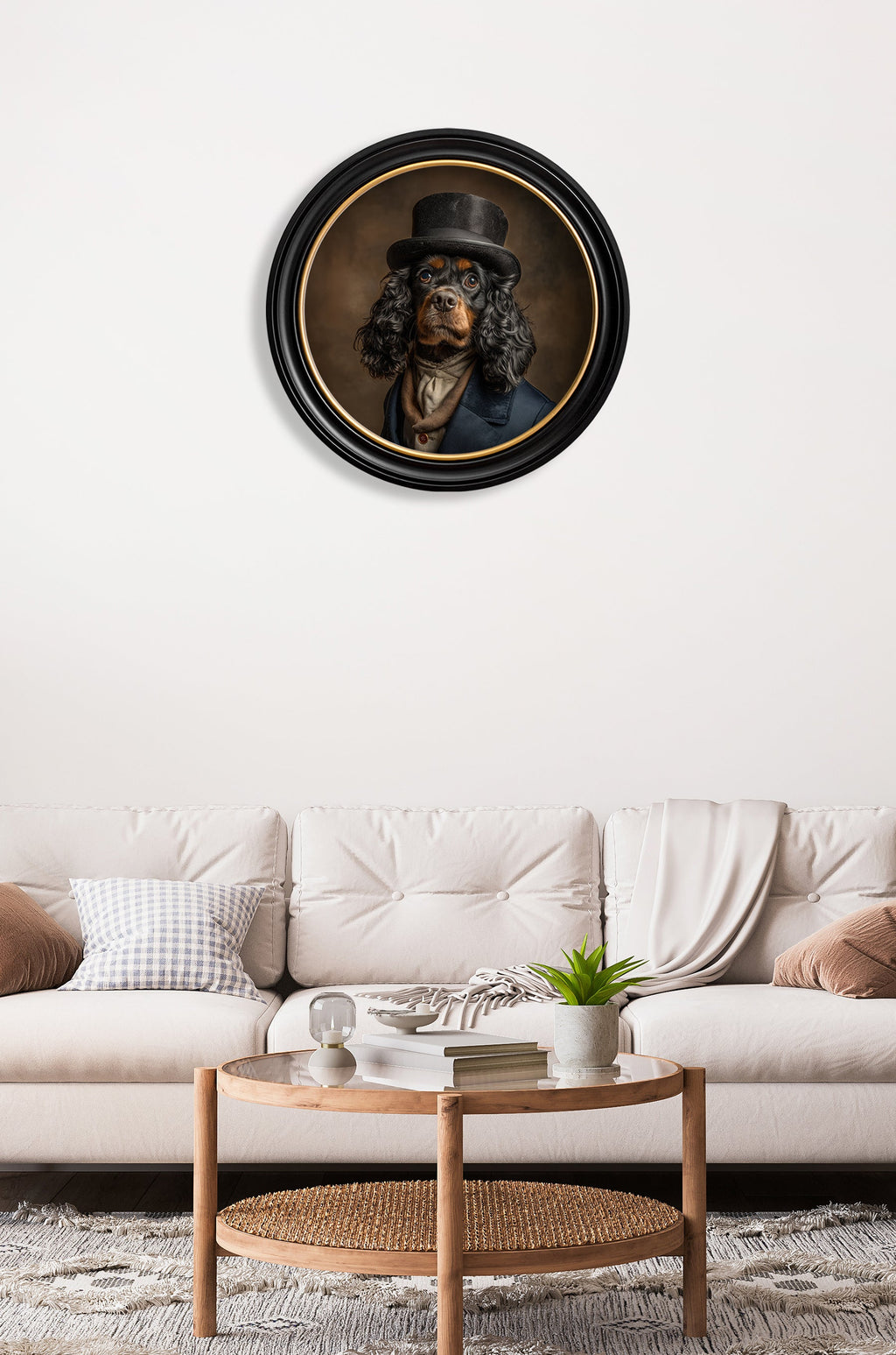 Lord Longears -  Gentleman Cocker Spaniel Oxford Round Frame