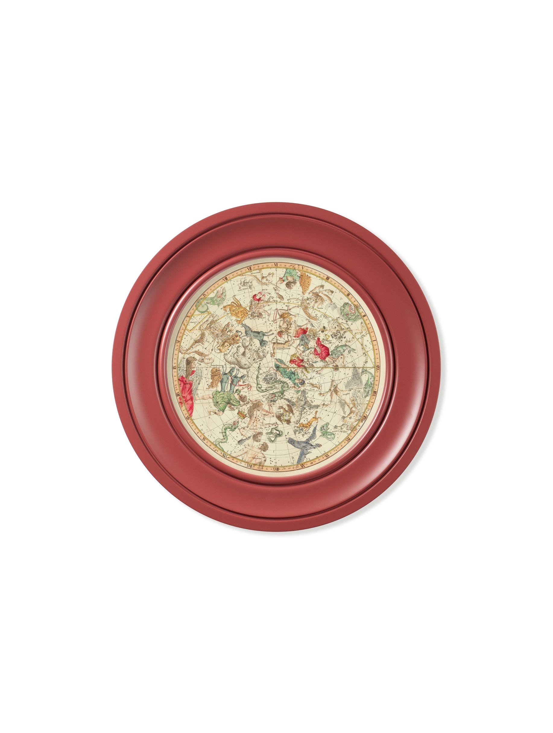c.1820 Map of Constellations - Round Frame Red