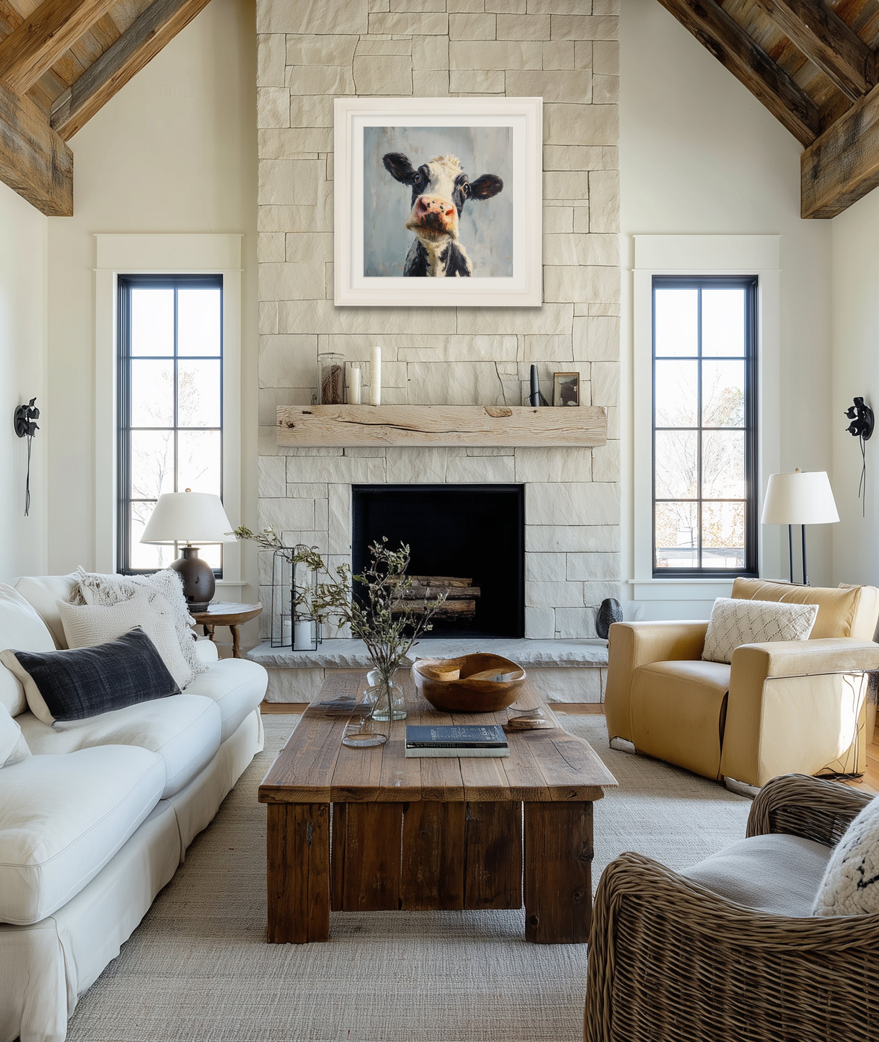 The Curious Cow - Cream Hurstwood Square Frame