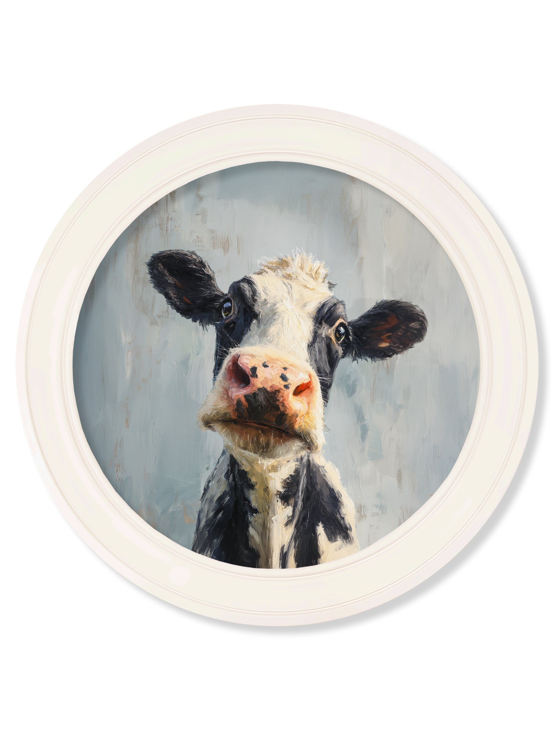 The Curious Cow - Oxford Strong White Round Frame