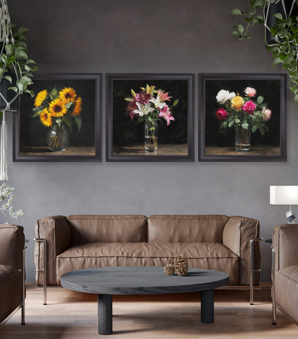 Lilies After Dark - Black Hurstwood Square Frame