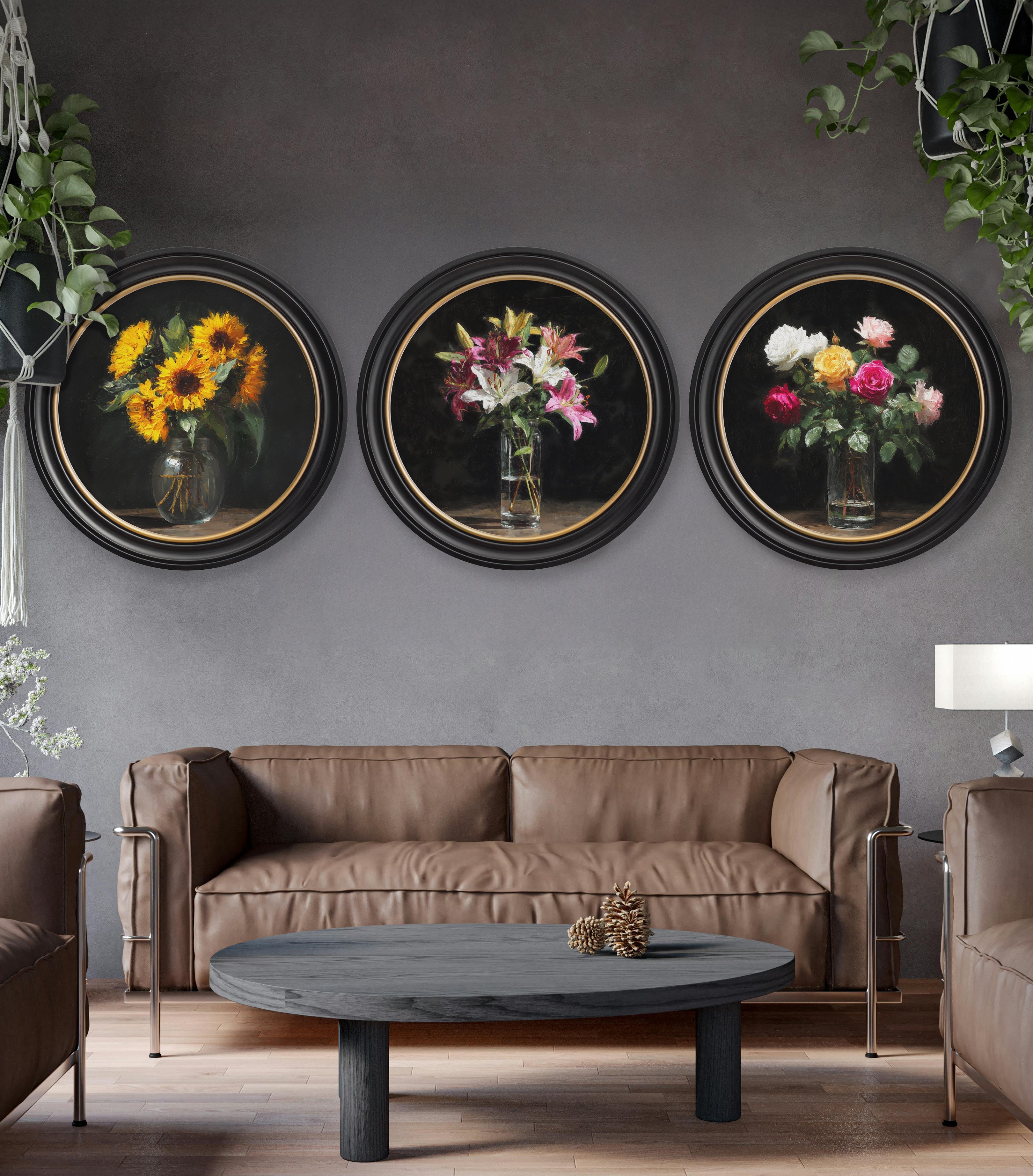 Lilies After Dark - Oxford Round Frame