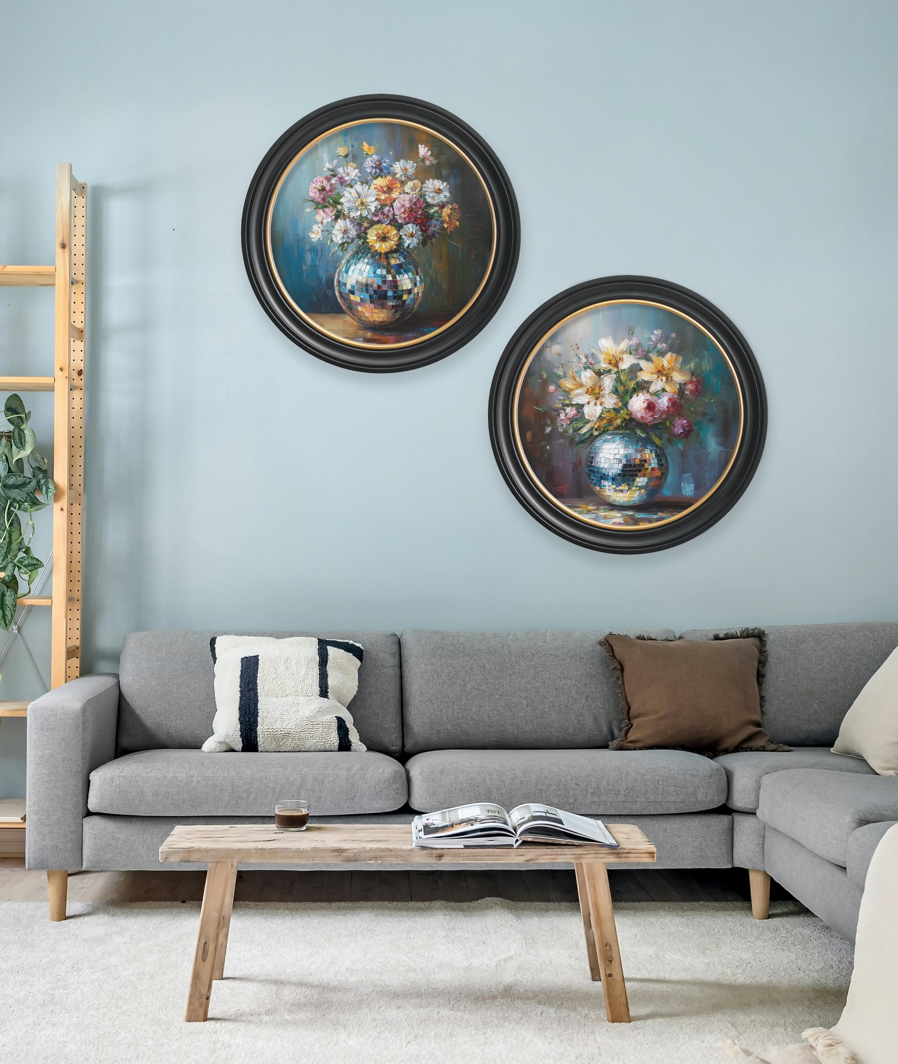 Disco Lilies & Roses - Oxford Round Frame