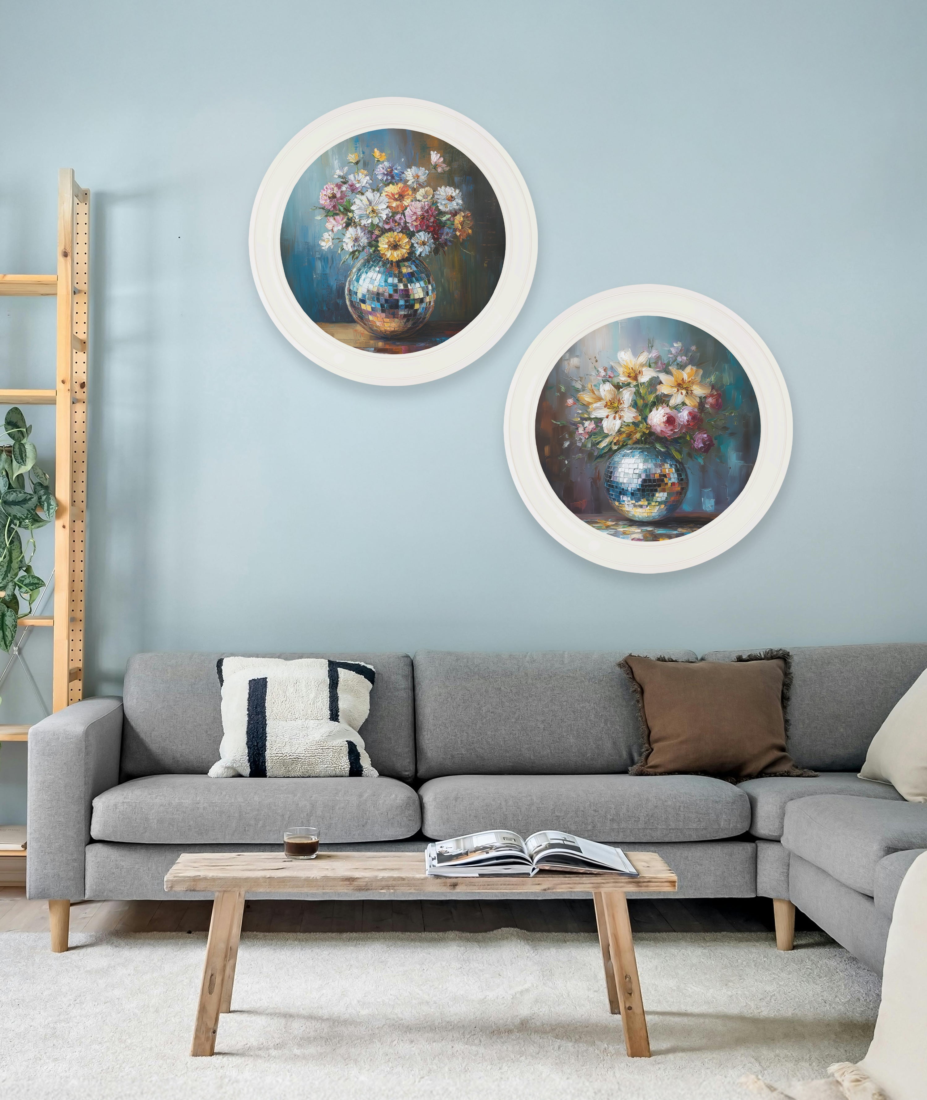 Disco Wildflowers - Oxford Strong White Round Frame