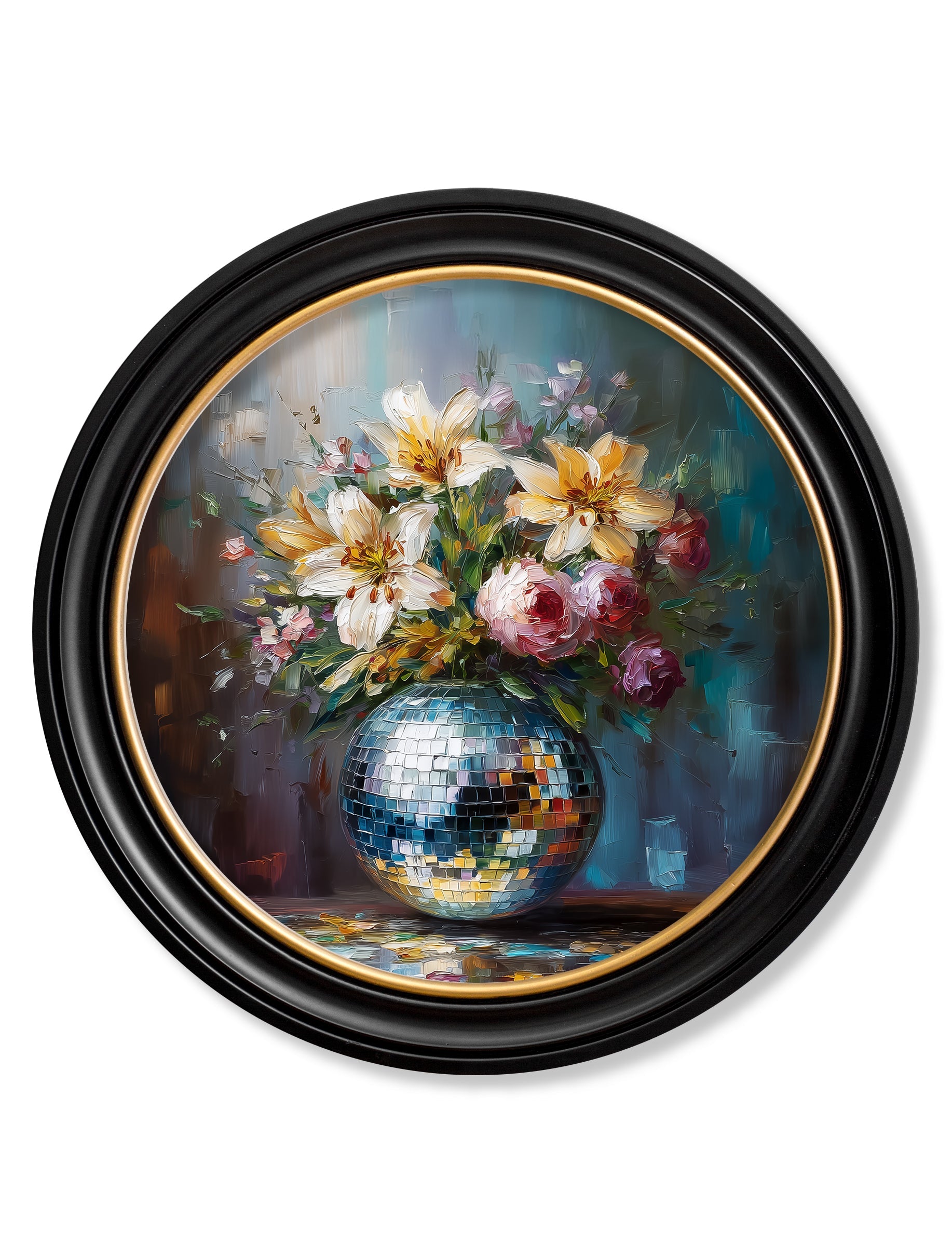 Disco Lilies & Roses - Oxford Round Frame