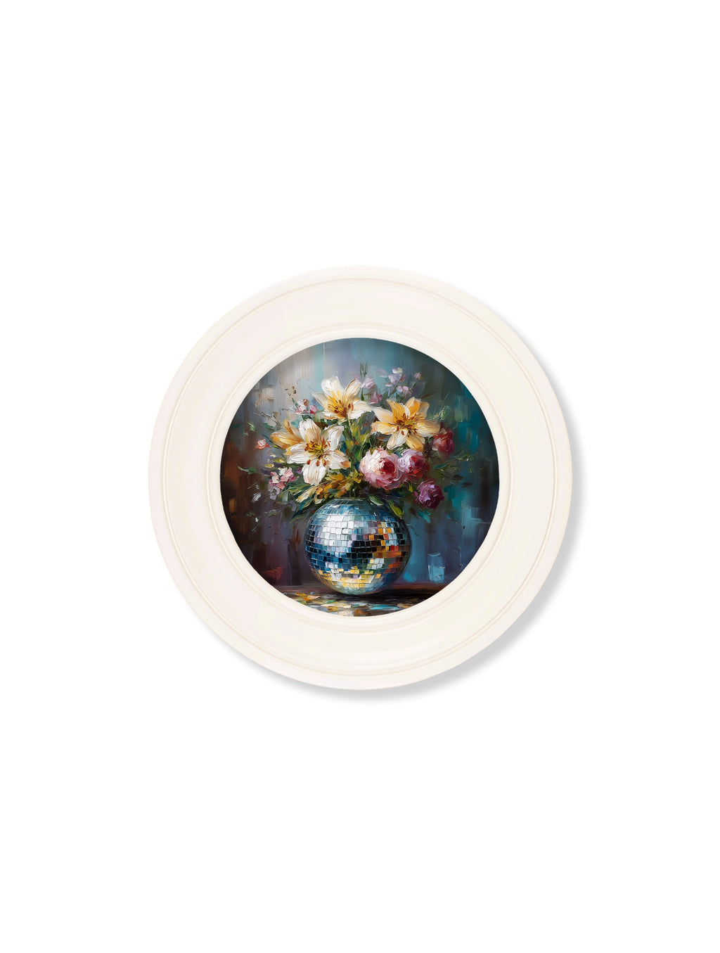 Disco Lilies & Roses - Oxford Strong White Round Frame