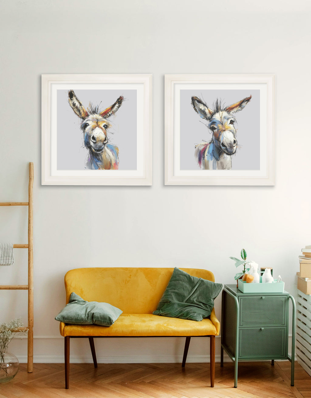 Donkey Jack & Jennet Cosy Sketch - Cream Hurstwood Square Frame
