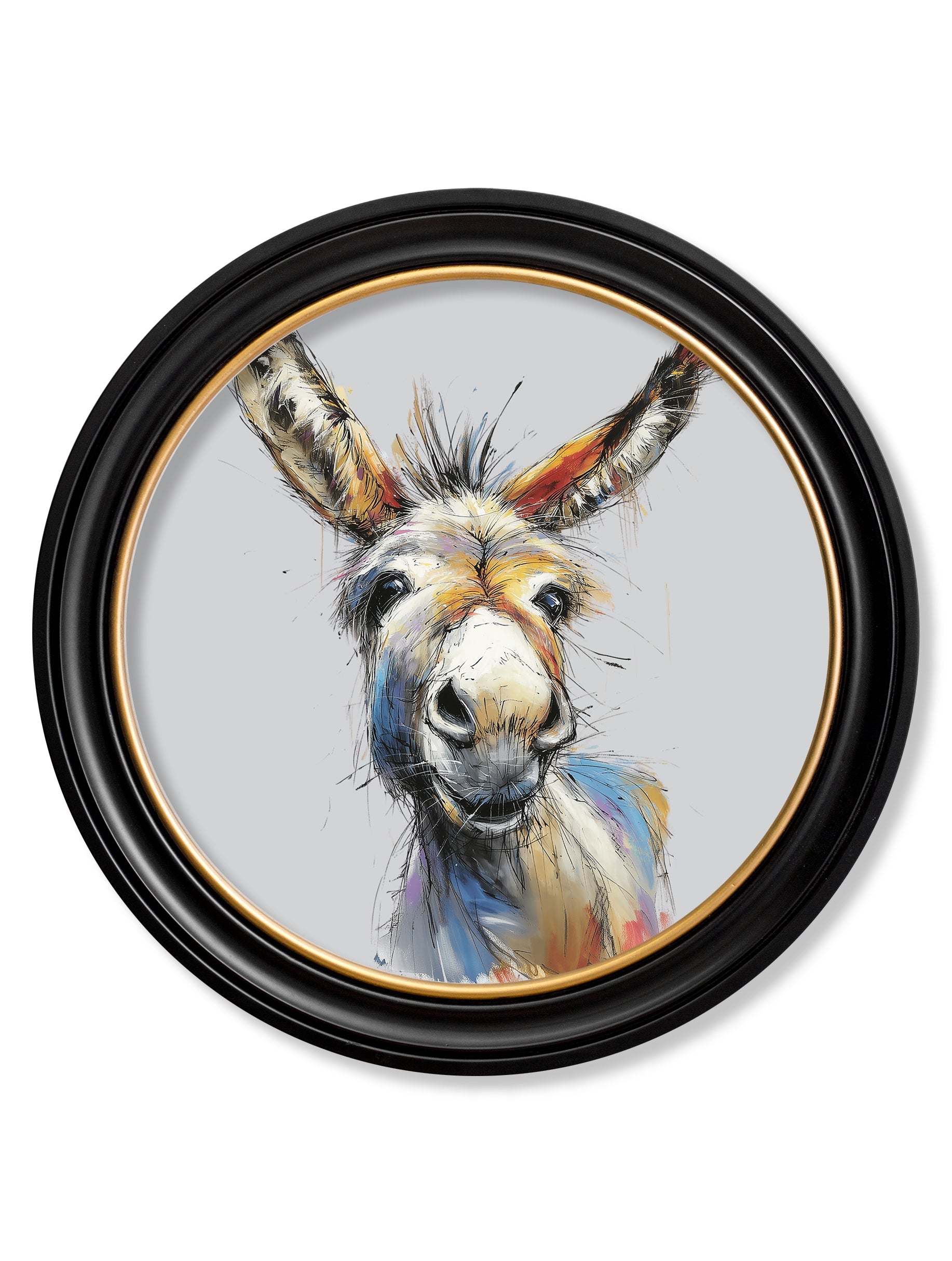 Donkey Jack & Jennet Cosy Sketch - Oxford Round Frame