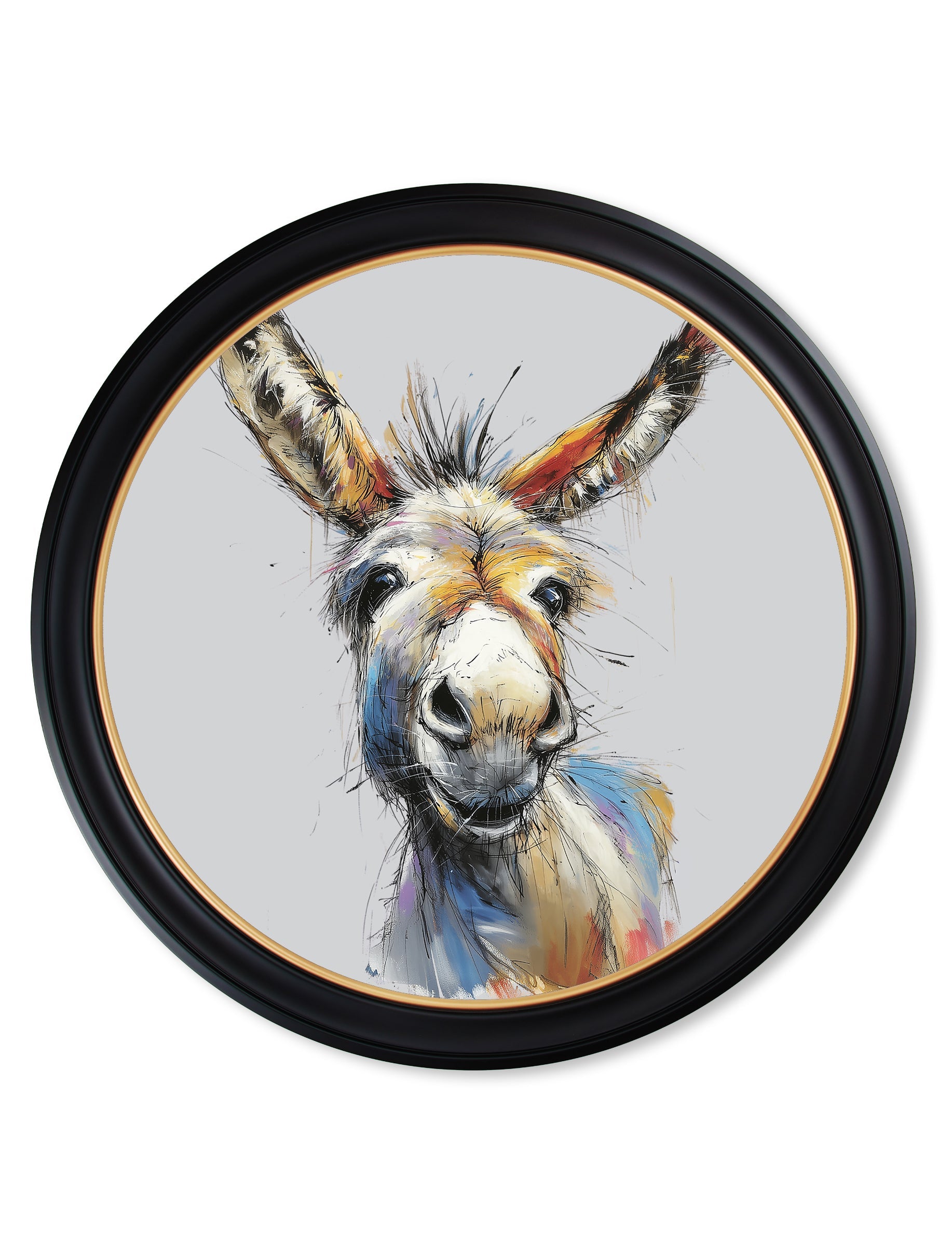 Donkey Jack & Jennet Cosy Sketch - Oxford Round Frame