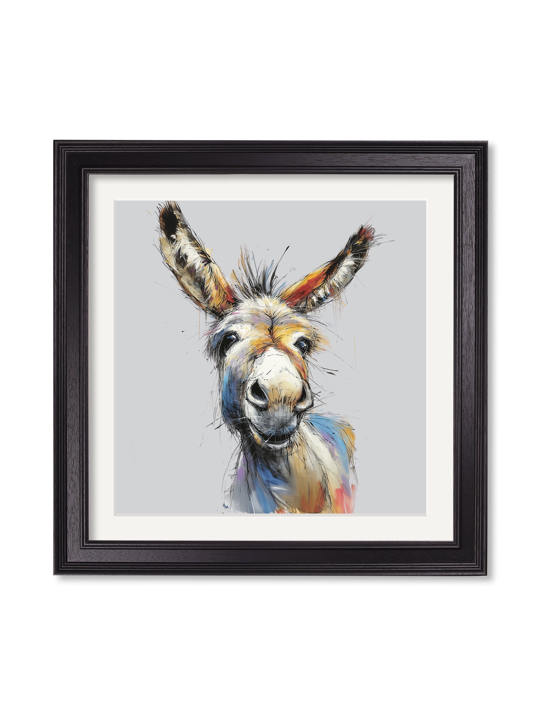Donkey Jack & Jennet Cosy Sketch - Black Hurstwood Square Frame